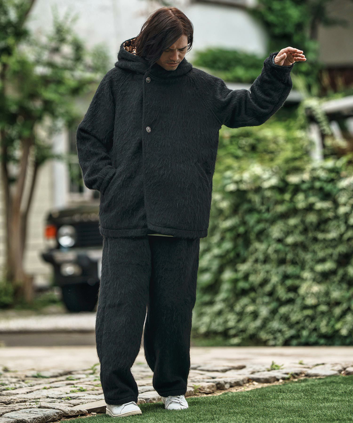 CAMBIO(カンビオ)】 Far Melton Poncho Like Jacket ポンチョ風