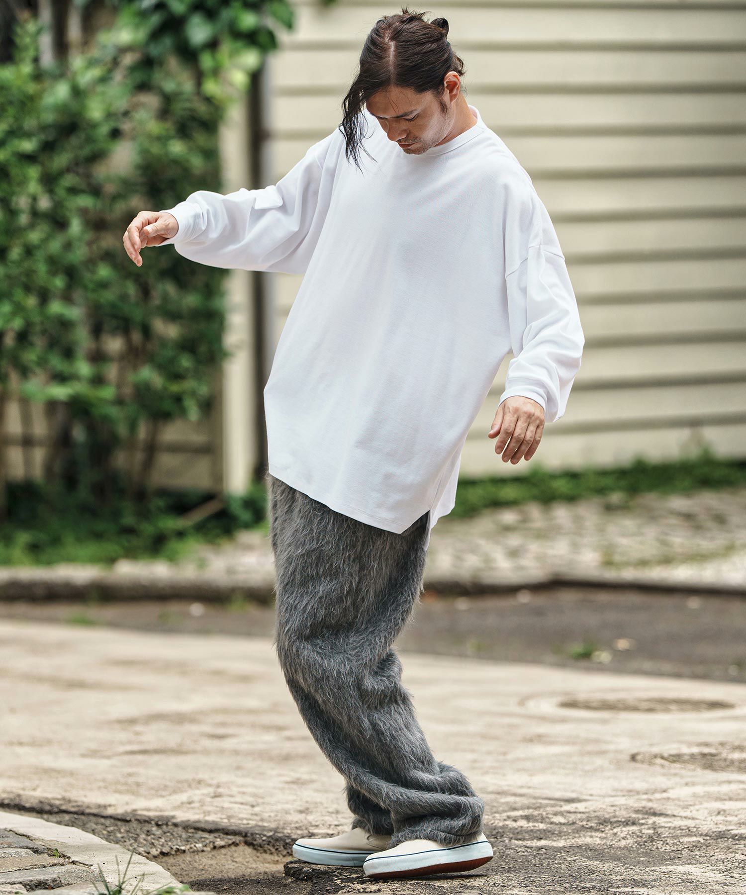CAMBIO(カンビオ)】Belted Far Melton Two Tuck Wide Pants メルトン