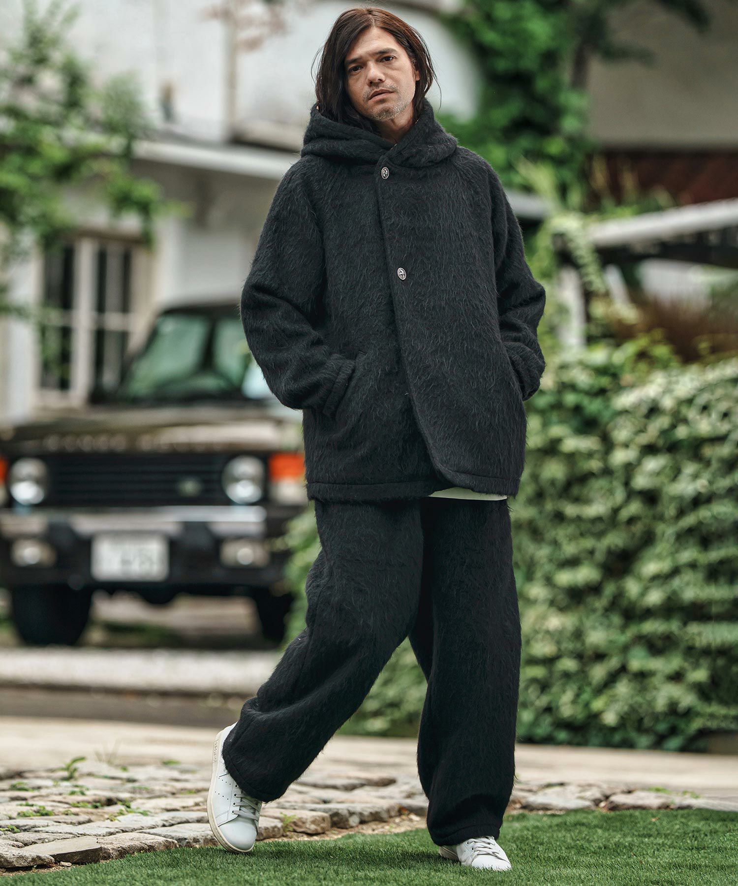CAMBIO(カンビオ)】Belted Far Melton Two Tuck Wide Pants メルトン