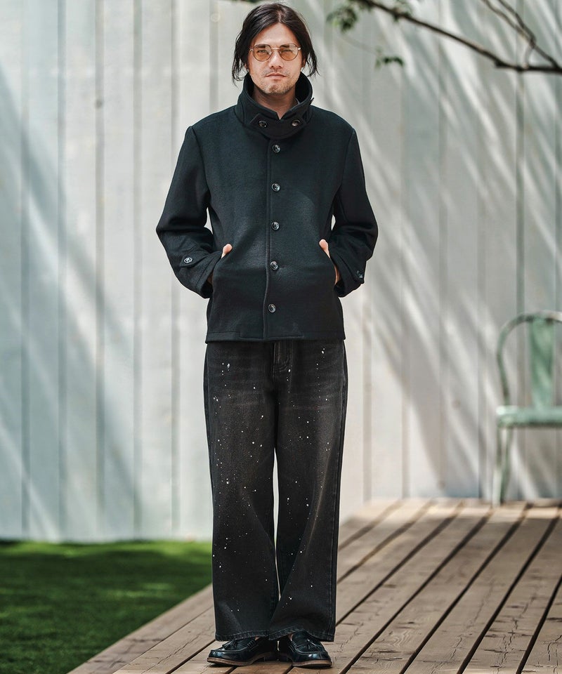 30%OFF【CAMBIO(カンビオ)】Paint Splash Denim Wide Straight Pants 