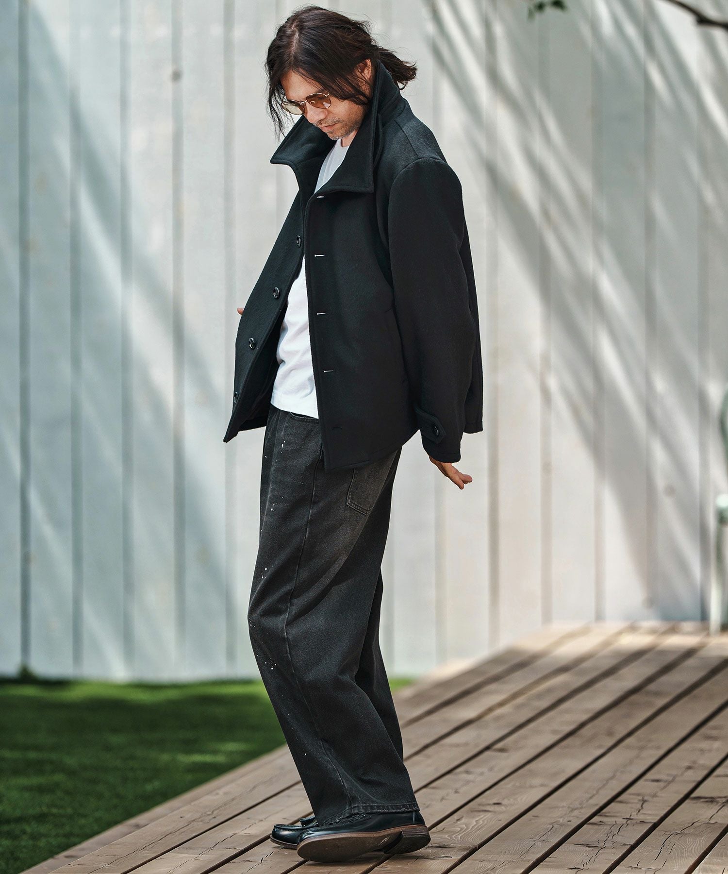 CAMBIO(カンビオ)】Paint Splash Denim Wide Straight Pants ワイド