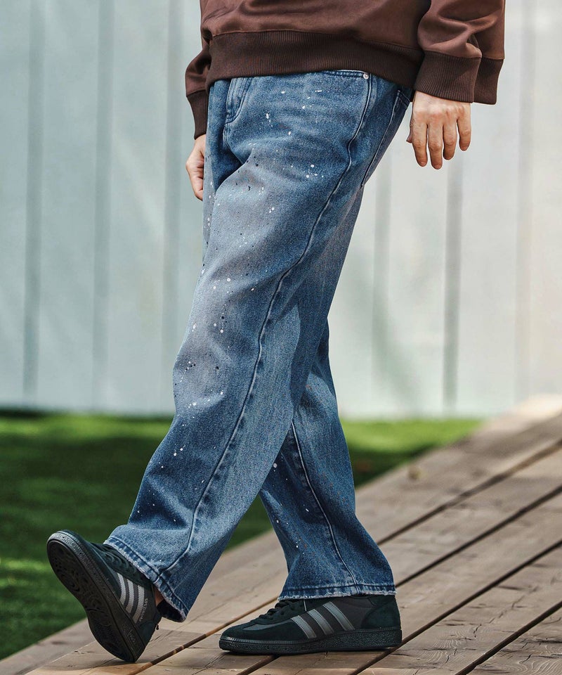CAMBIO(カンビオ)】Paint Splash Denim Wide Straight Pants ワイド 