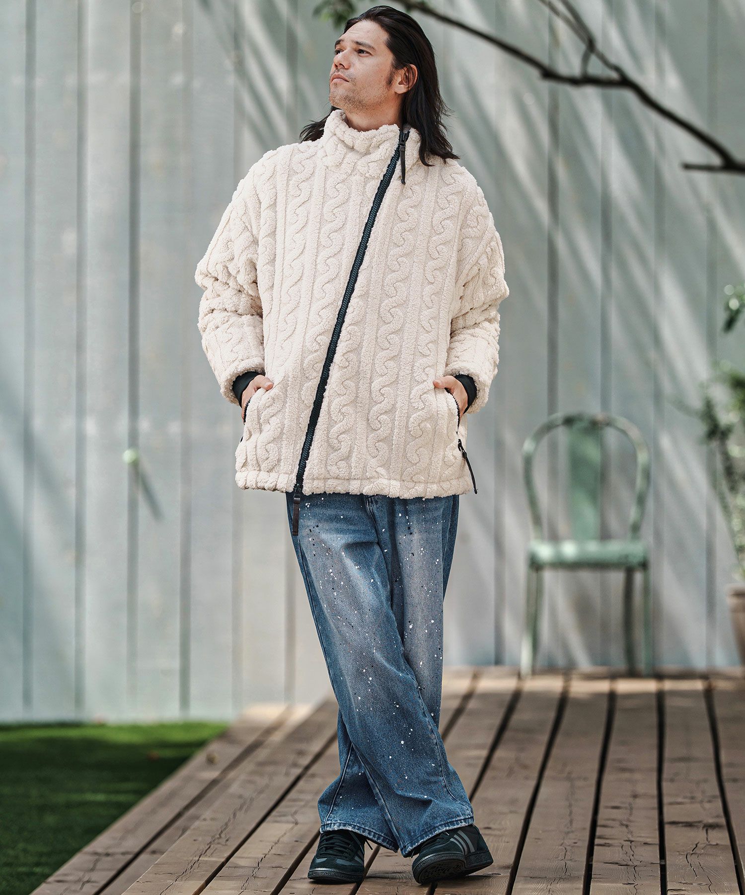 CAMBIO(カンビオ)】Paint Splash Denim Wide Straight Pants ワイド CAMBIO(カンビオ)】Paint Splash Denim Wide Straight Pants ワイド
