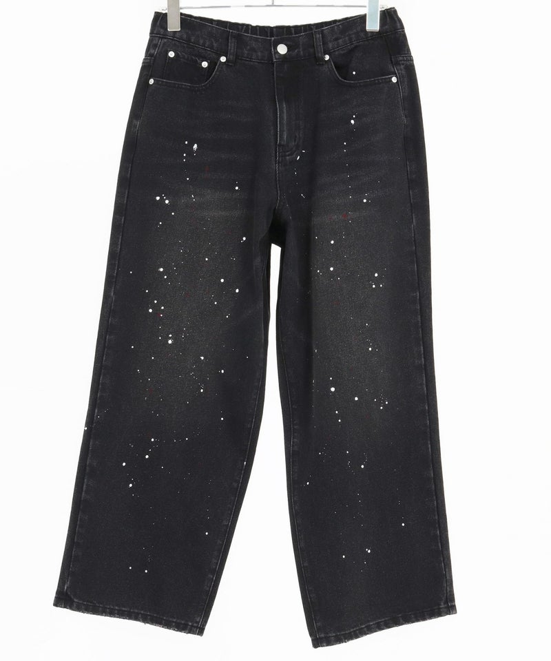 30%OFF【CAMBIO(カンビオ)】Paint Splash Denim Wide Straight Pants 