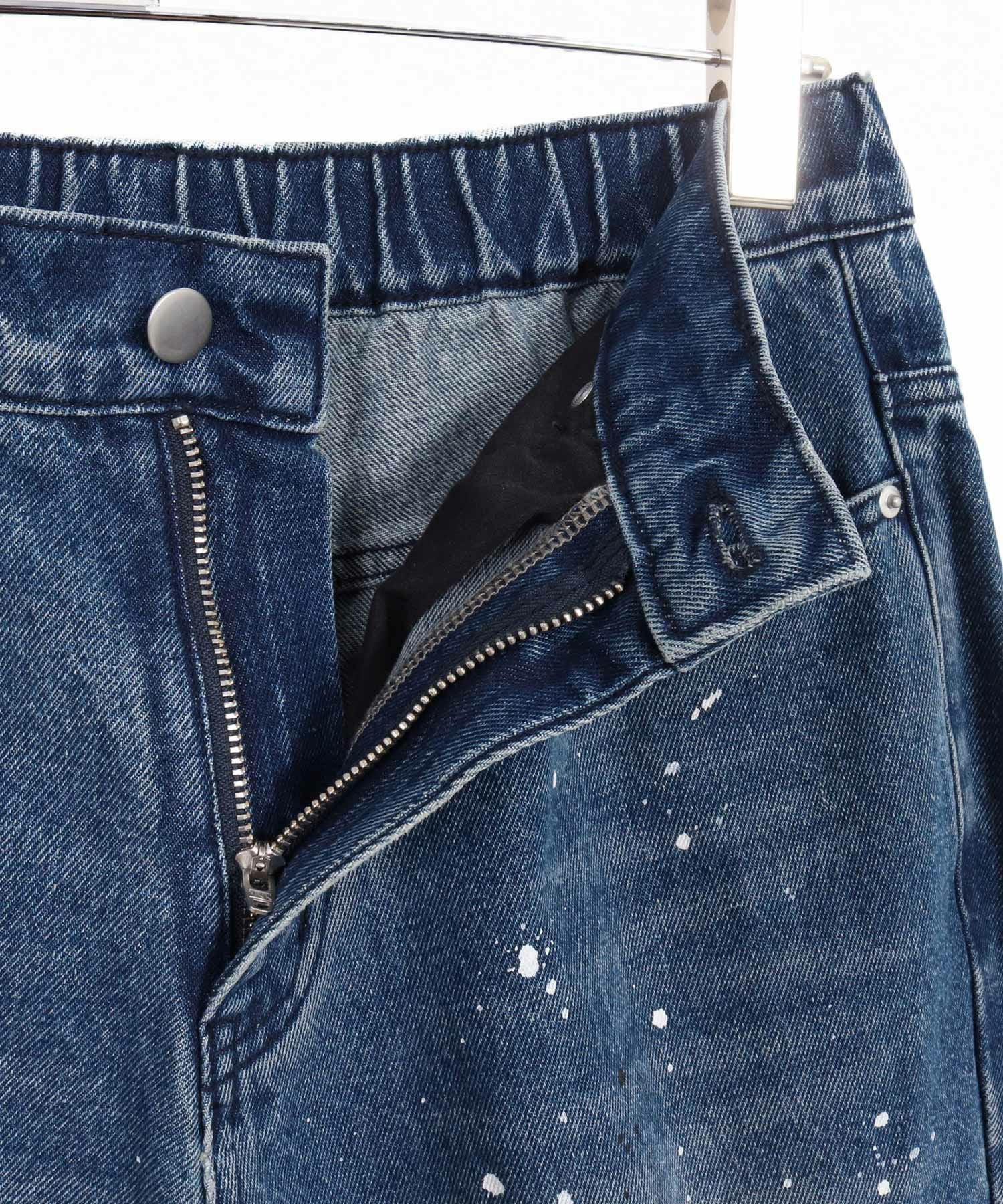 CAMBIO(カンビオ)】Paint Splash Denim Wide Straight Pants ワイド