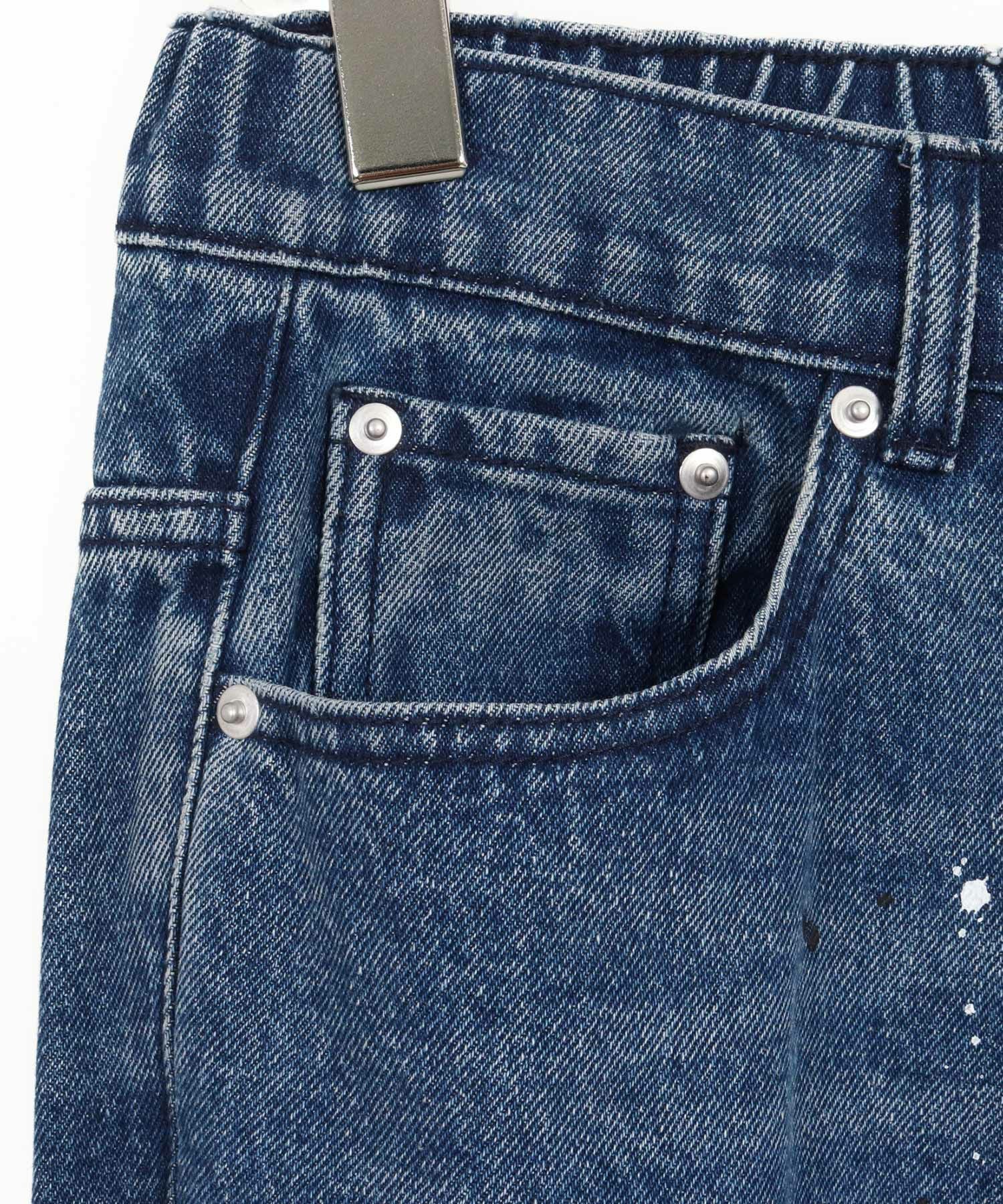 ジャンシロ様オーダー品 CAMBIO(カンビオ)】Paint Splash Denim Wide Straight Pants ワイド