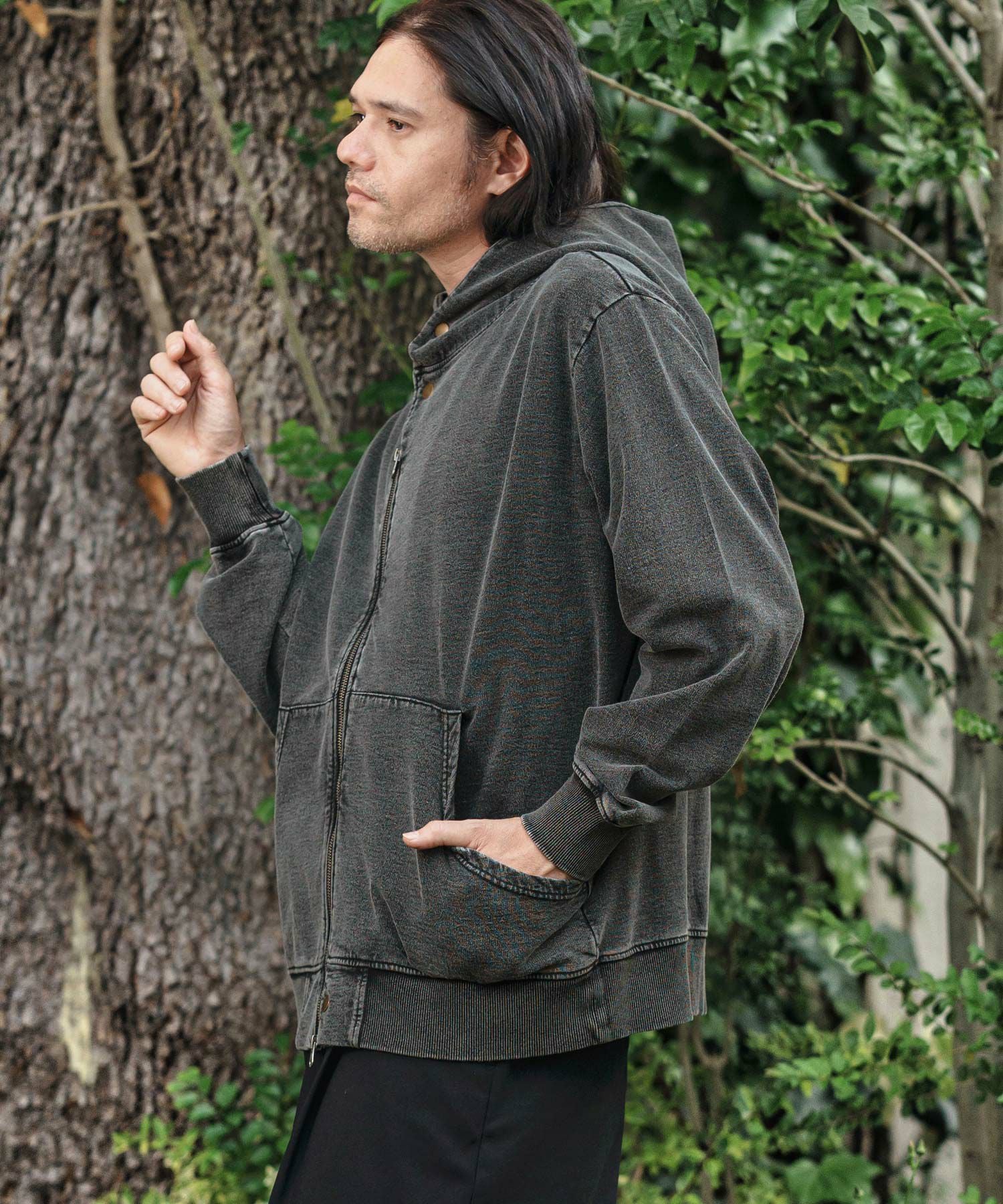 CAMBIO(カンビオ)】Fleece Lining Indigo Sweat Riders Zip Parka