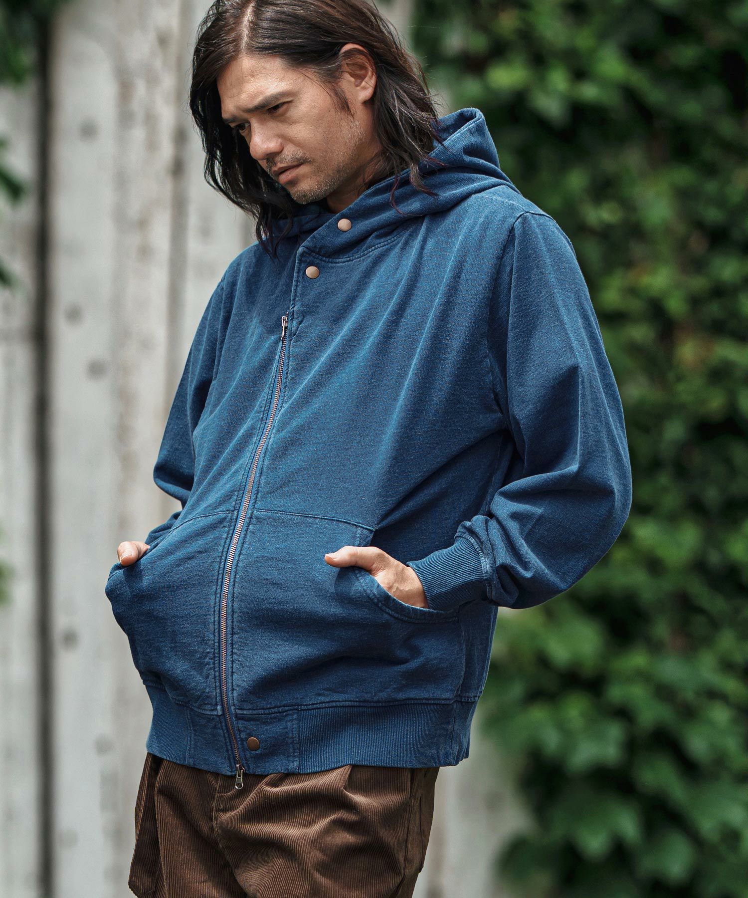 CAMBIO(カンビオ)】Fleece Lining Indigo Sweat Riders Zip Parka