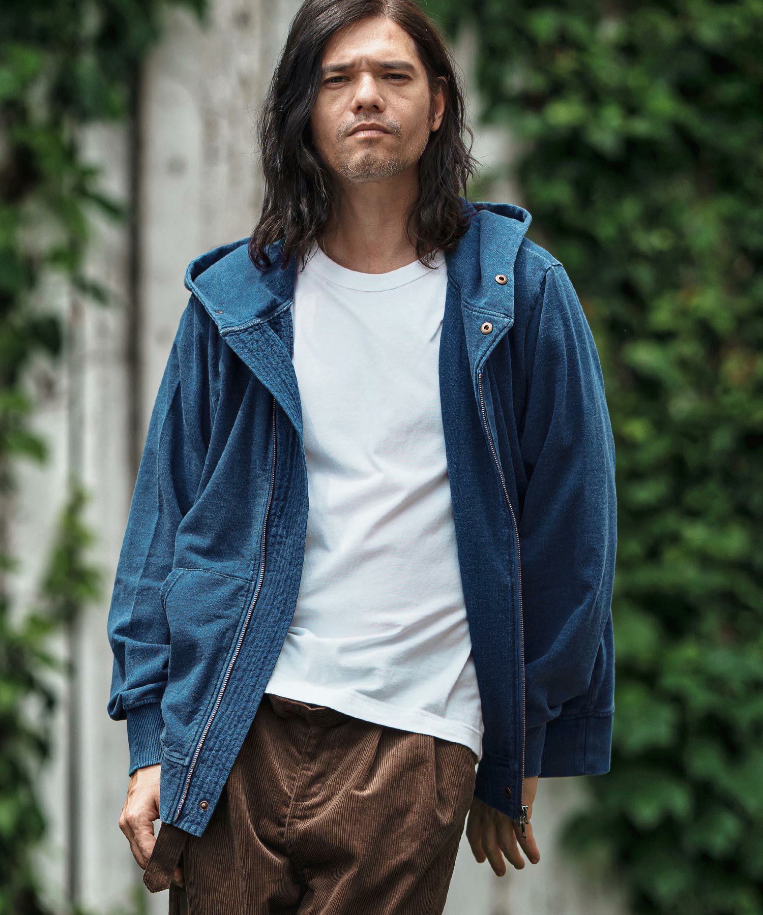 CAMBIO(カンビオ)】Fleece Lining Indigo Sweat Riders Zip Parka