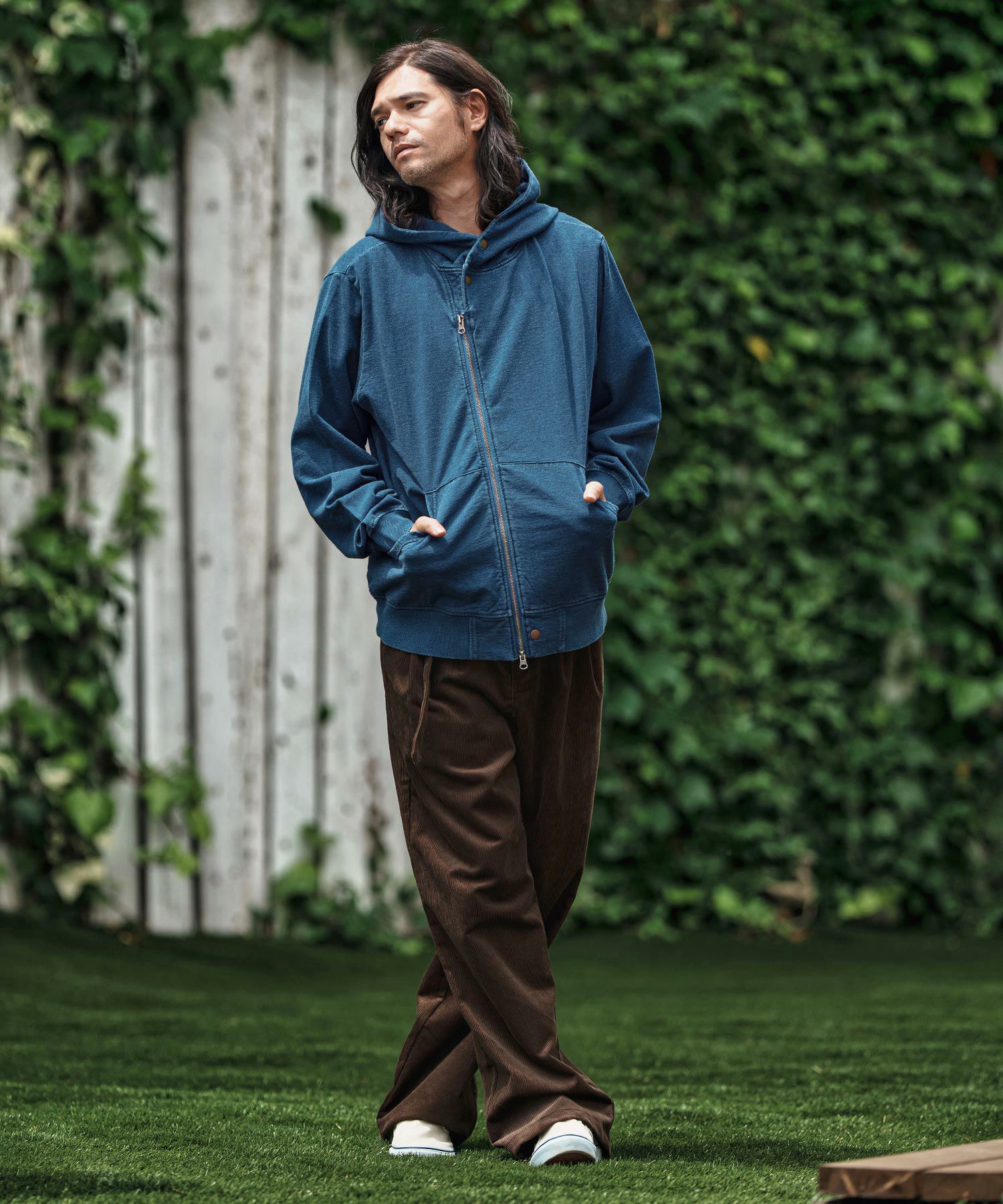 CAMBIO(カンビオ)】Fleece Lining Indigo Sweat Riders Zip Parka