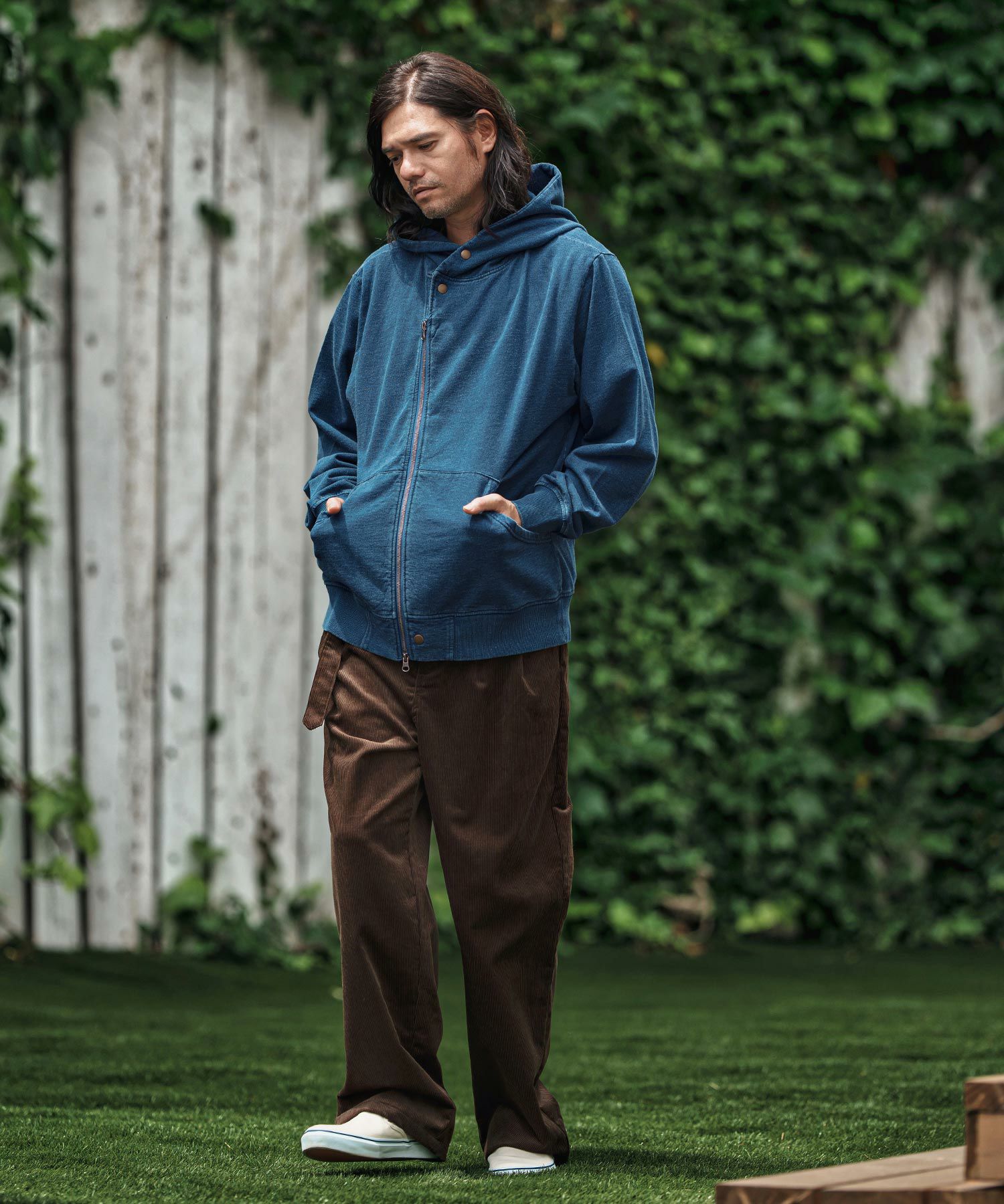 CAMBIO(カンビオ)】Fleece Lining Indigo Sweat Riders Zip Parka