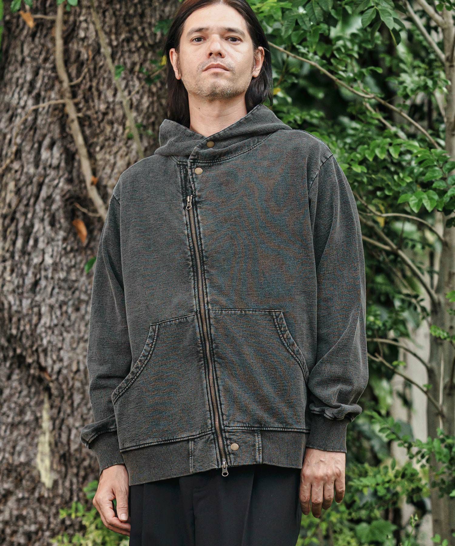 CAMBIO(カンビオ)】Fleece Lining Indigo Sweat Riders Zip Parka