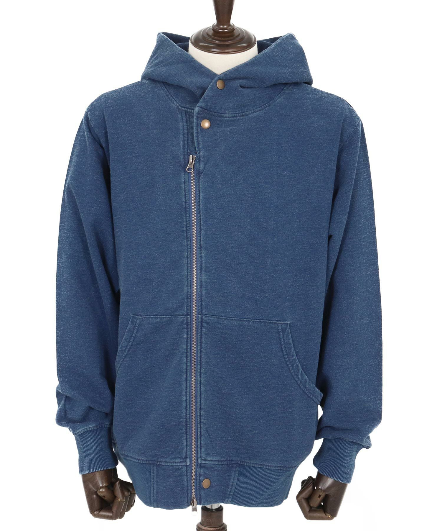 CAMBIO(カンビオ)】Fleece Lining Indigo Sweat Riders Zip Parka