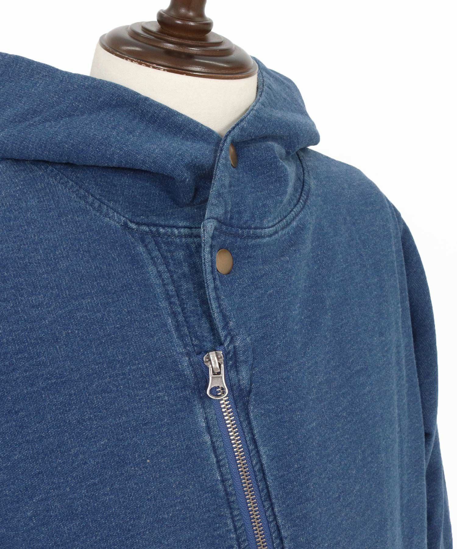 CAMBIO(カンビオ)】Fleece Lining Indigo Sweat Riders Zip Parka