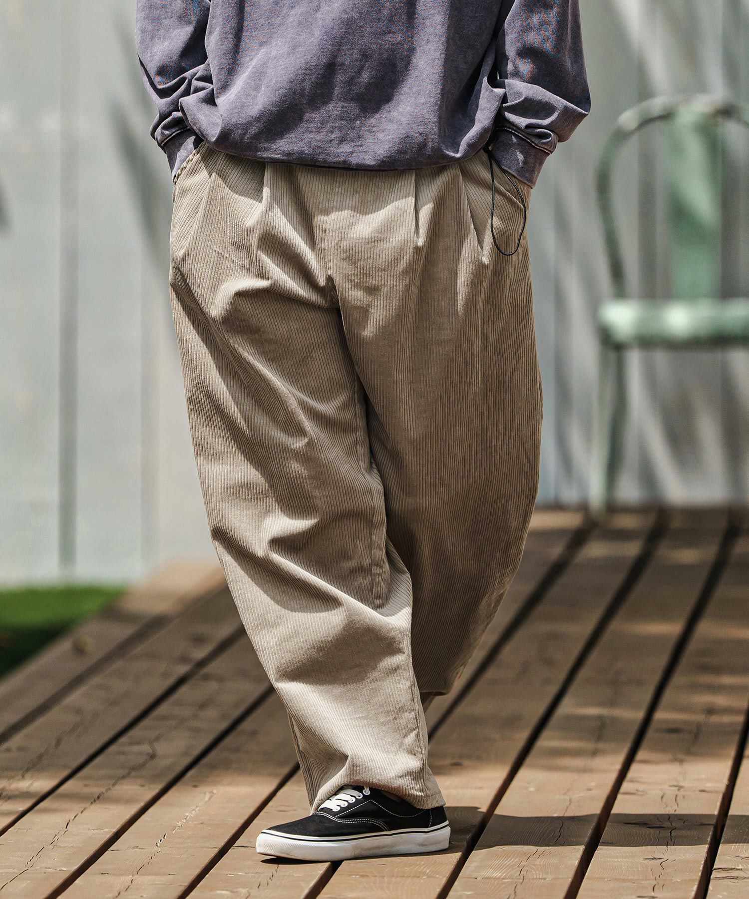 パンツ 0125 30%OFF【CAMBIO(カンビオ)】Stretch Corduroy Wide Straight Pants