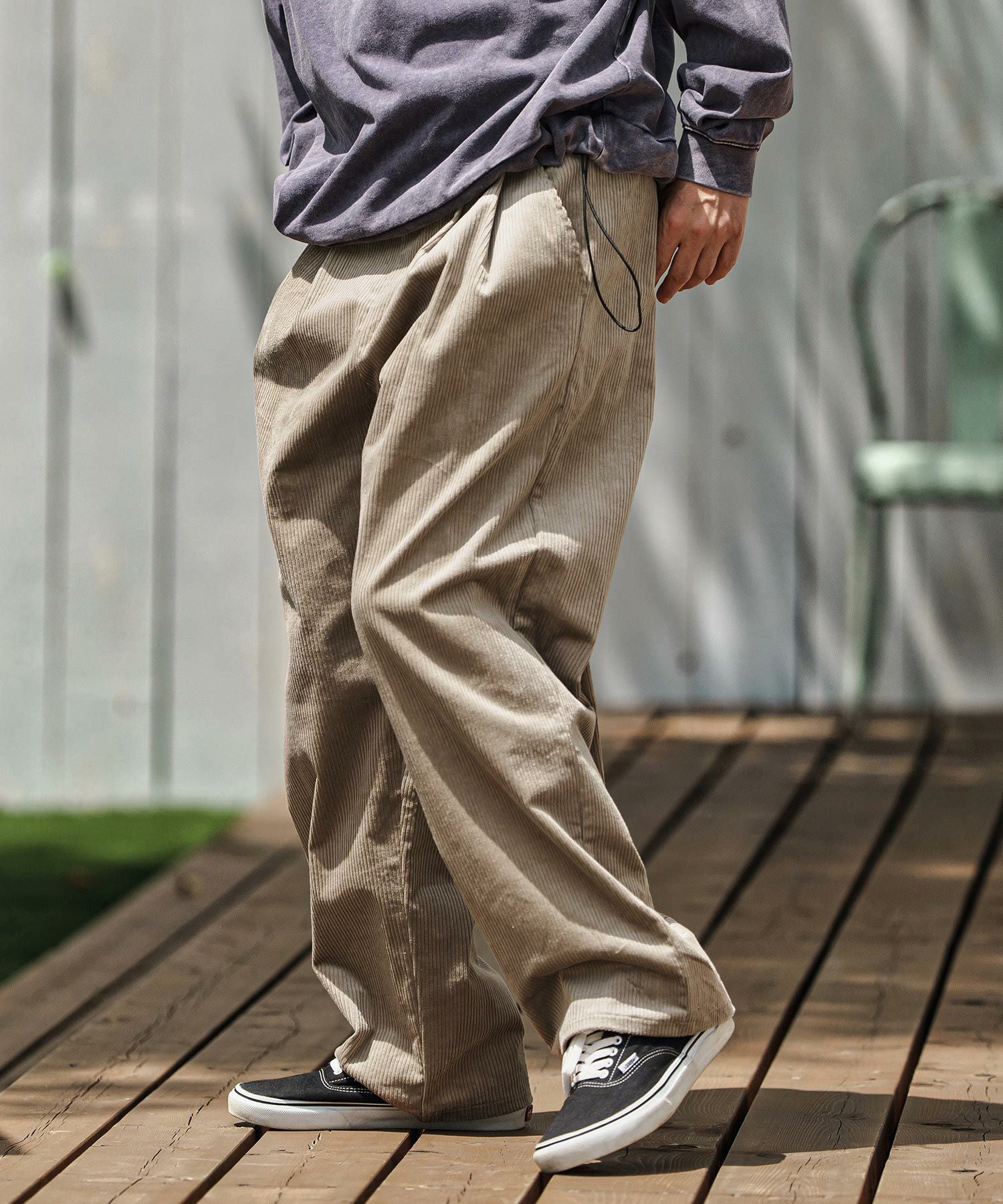 30%OFF【CAMBIO(カンビオ)】Stretch Corduroy Wide Straight Pants