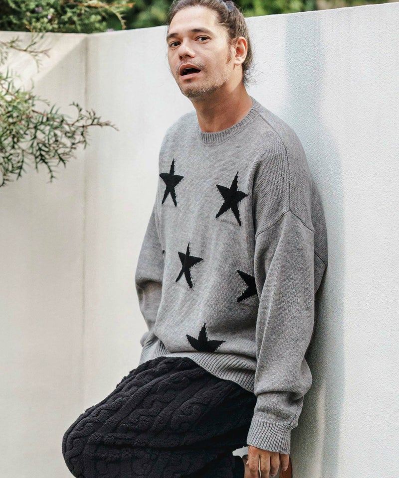 CAMBIO(カンビオ)】 Mid Guge Star Pattern Jacquard Knit Pullover 