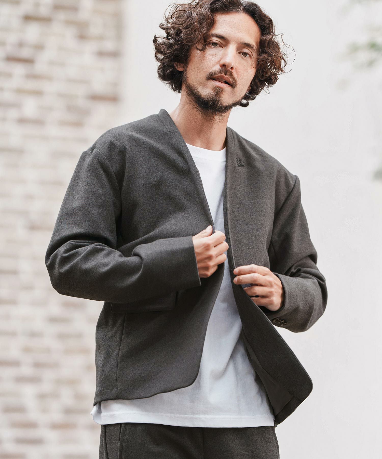 1minute1second ノーカラージャケット(1M25A090) 1minute 1second(ワンミニットワンセカンド)】collarless jacket with