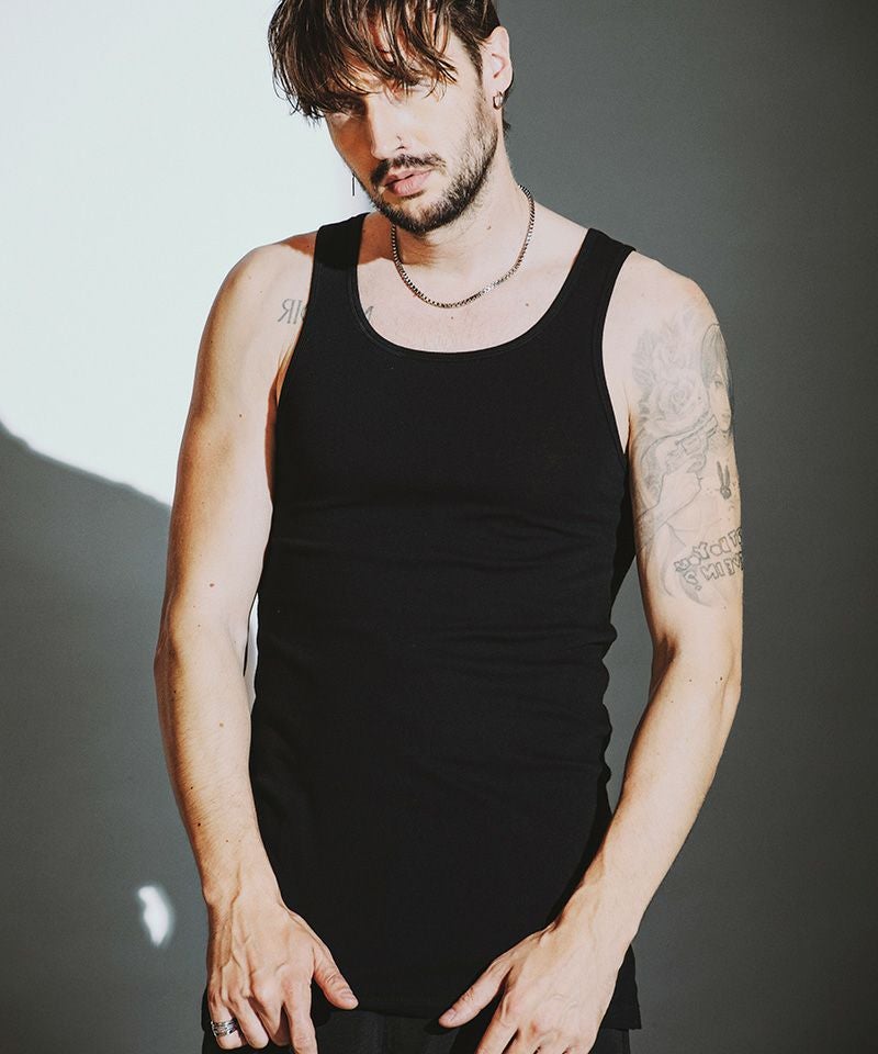 50%OFF【NO ID.(ノーアイディー)】ｻｲﾄﾞｽﾘｯﾄﾛﾝｸﾞﾀﾝｸﾄｯﾌﾟ(457006-283T