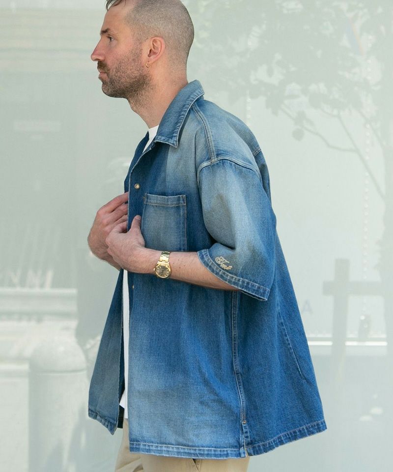 TMT(ティーエムティー)】10oz DENIM SHORT SLEEVE SHIRTS（OVERSIZED