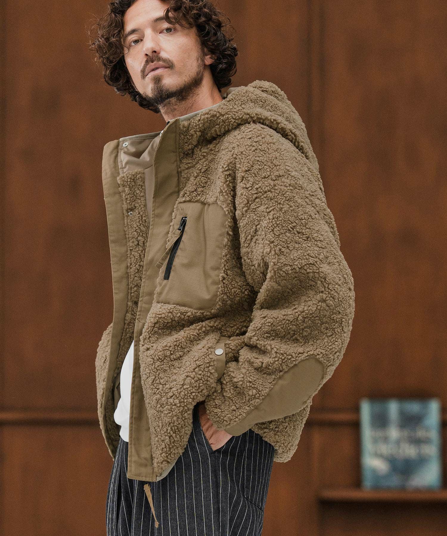 CAMBIO(カンビオ)】Poodle Like Boa High Neck Hooded Blouson ボア