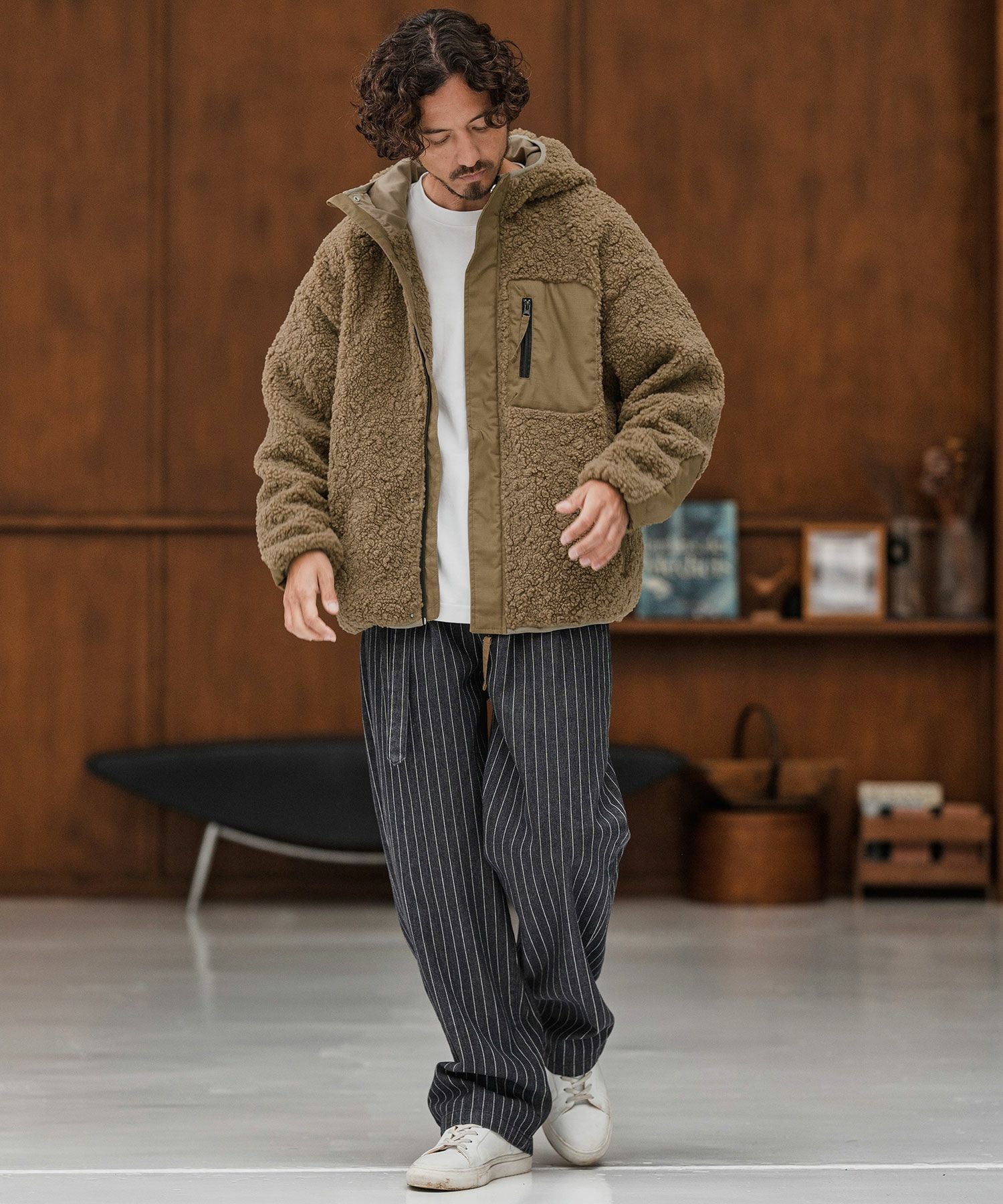 CAMBIO(カンビオ)】Poodle Like Boa High Neck Hooded Blouson ボア