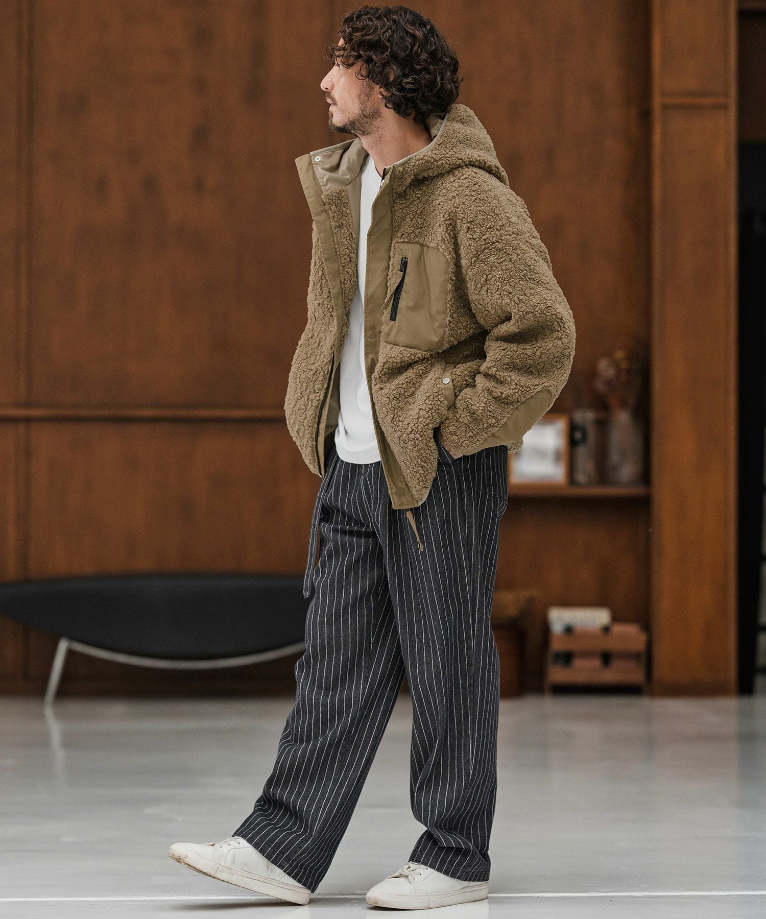 CAMBIO(カンビオ)】Poodle Like Boa High Neck Hooded Blouson ボア