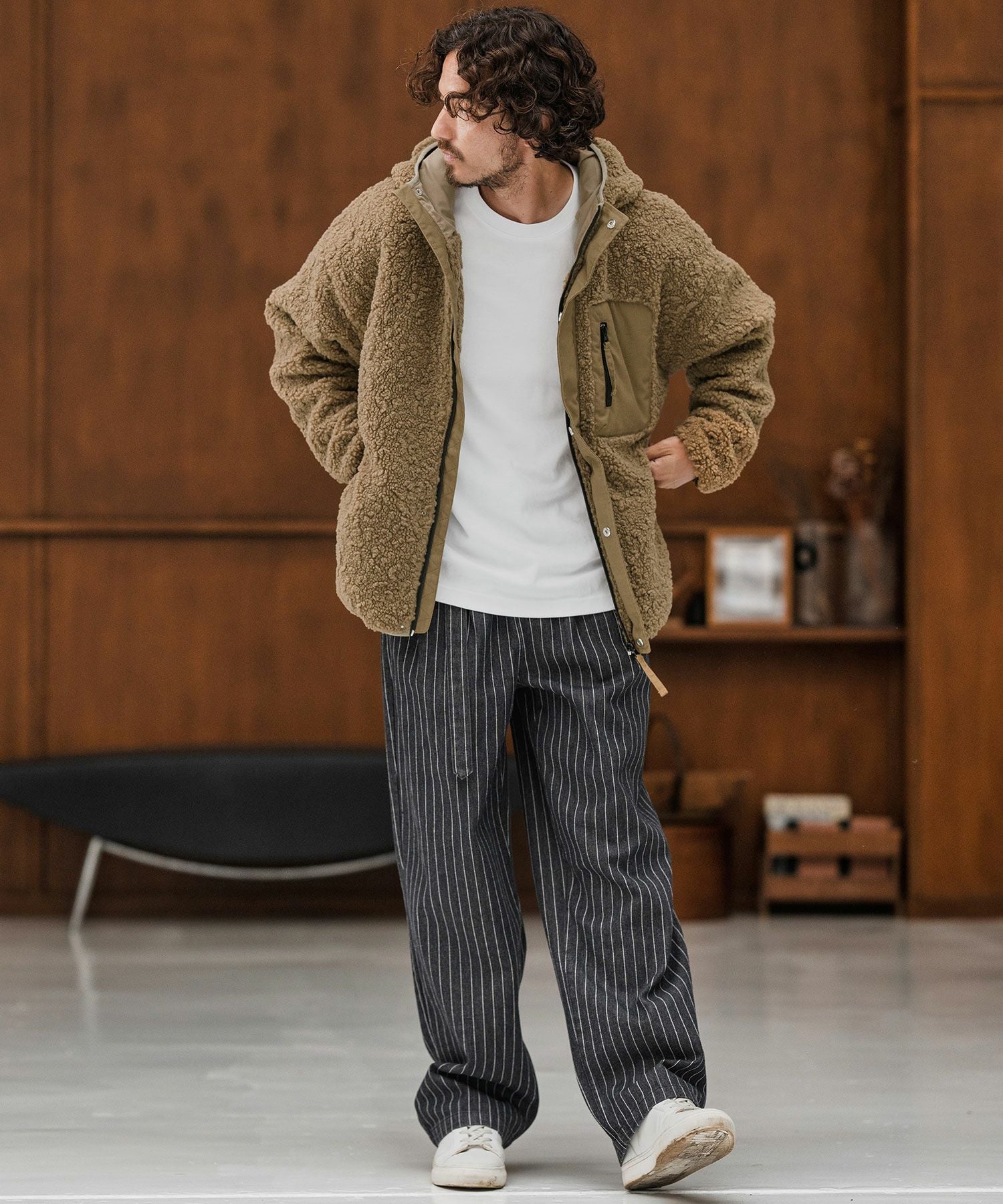 CAMBIO(カンビオ)】Poodle Like Boa High Neck Hooded Blouson ボア