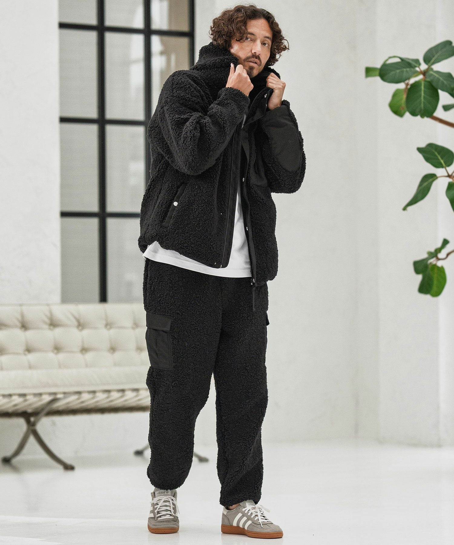 CAMBIO(カンビオ)】Poodle Like Boa High Neck Hooded Blouson ボア