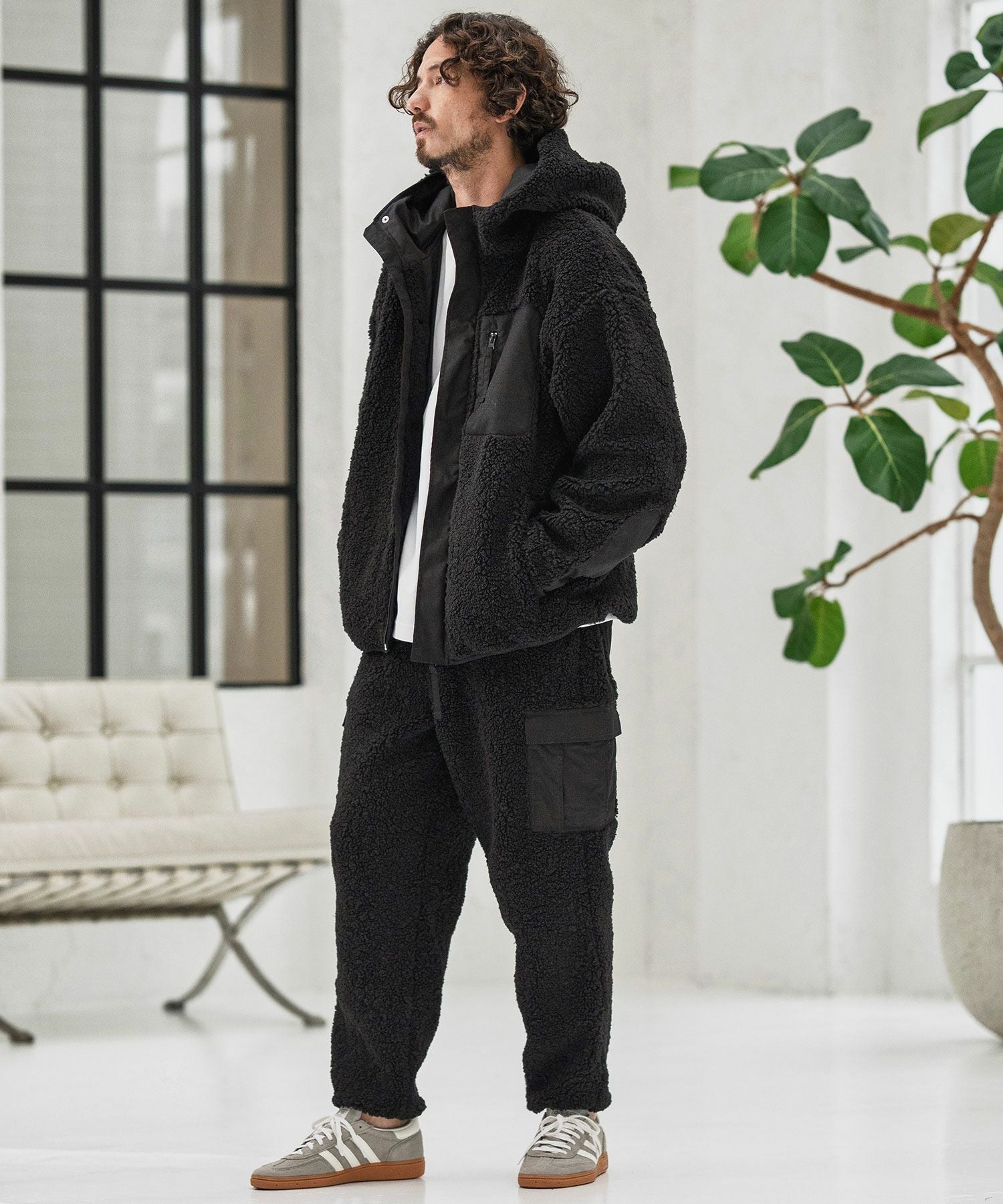 CAMBIO(カンビオ)】Poodle Like Boa High Neck Hooded Blouson ボア