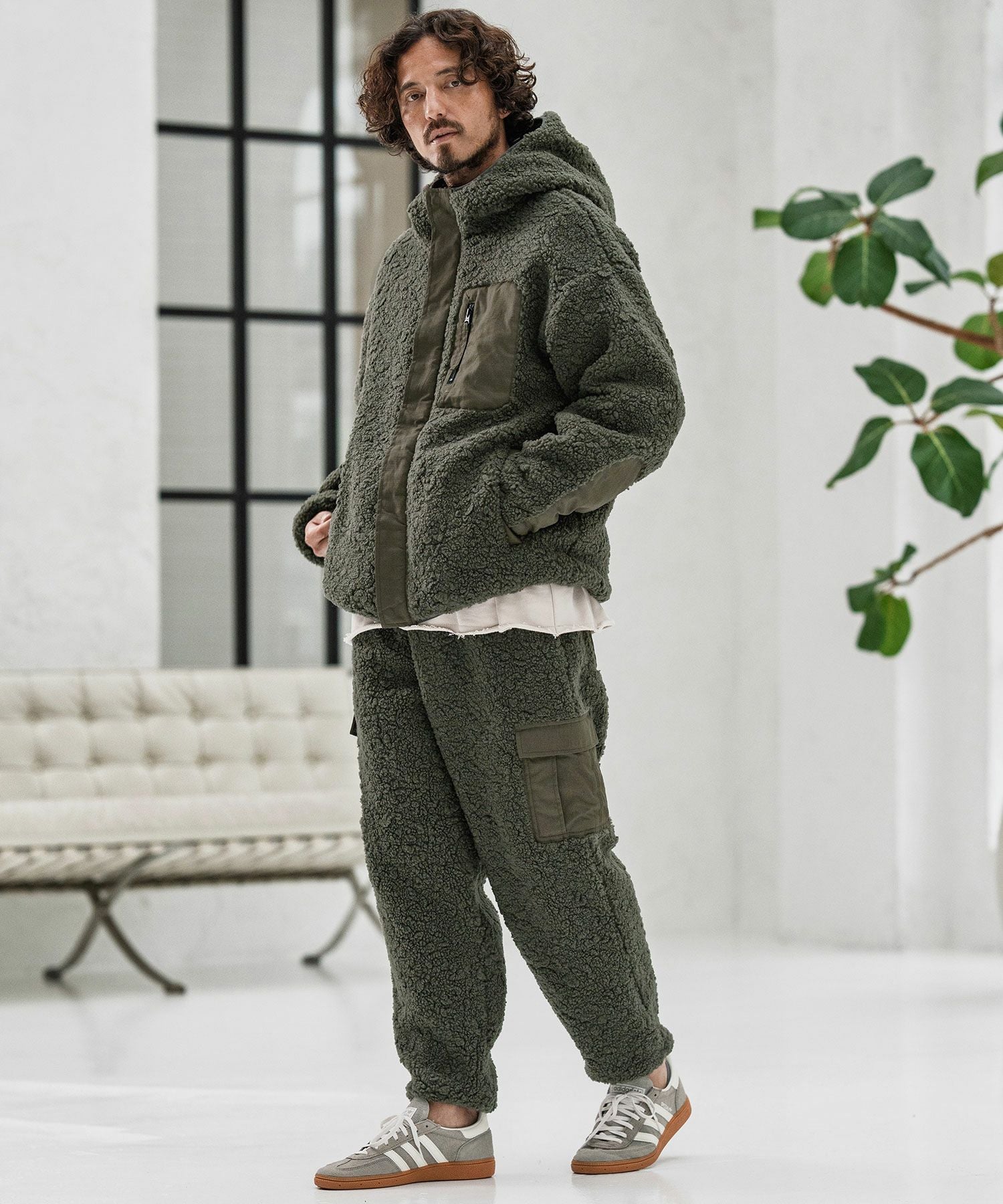 CAMBIO(カンビオ)】Poodle Like Boa High Neck Hooded Blouson ボア
