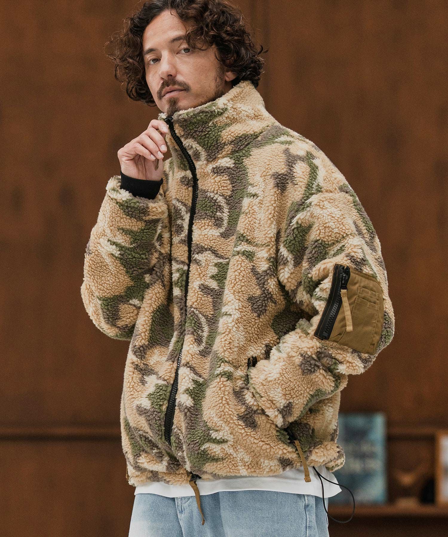CAMBIO(カンビオ)】Camouflage Sheep Like Boa Jacket ボアジャケット