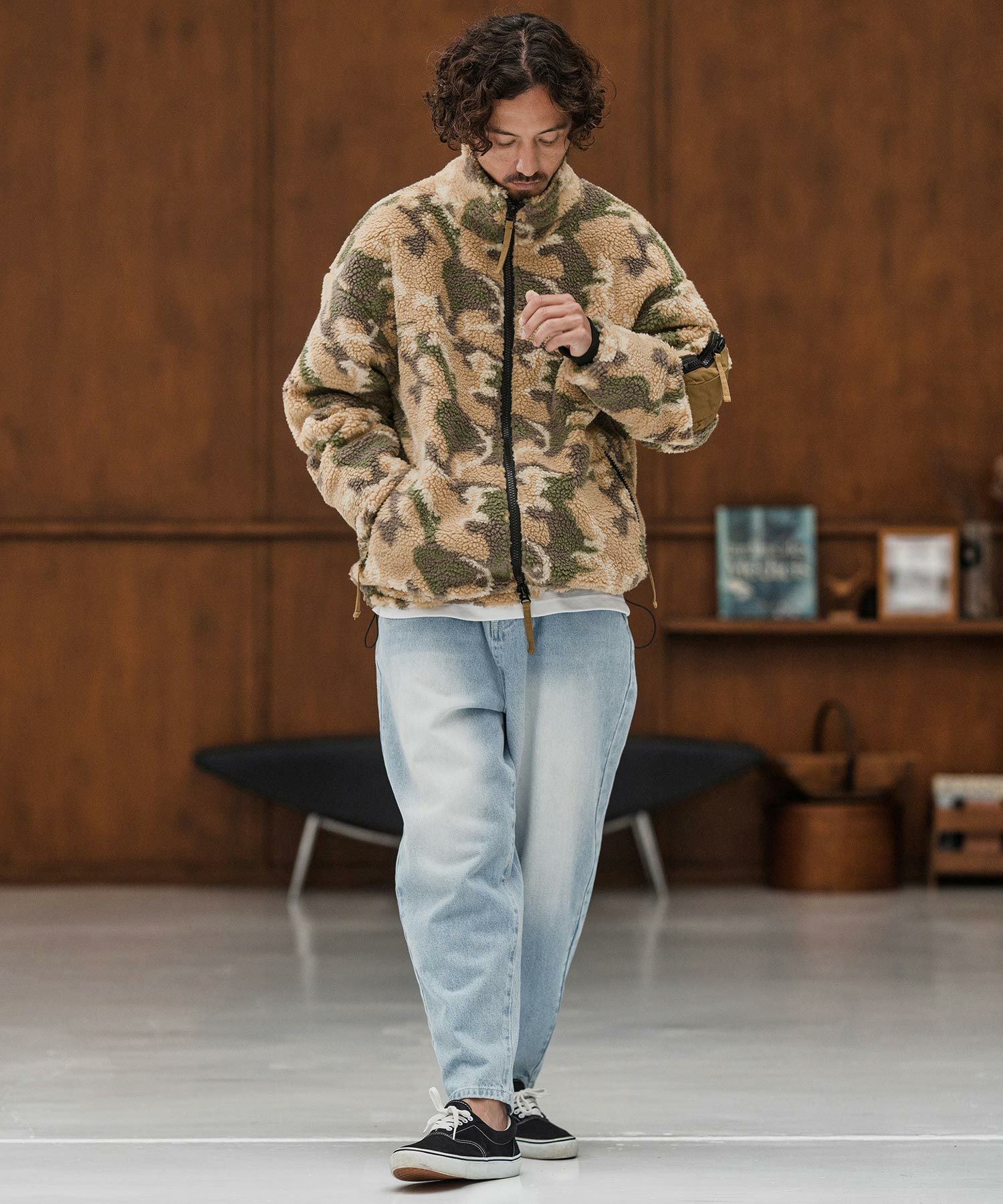 CAMBIO(カンビオ)】Camouflage Sheep Like Boa Jacket ボアジャケット