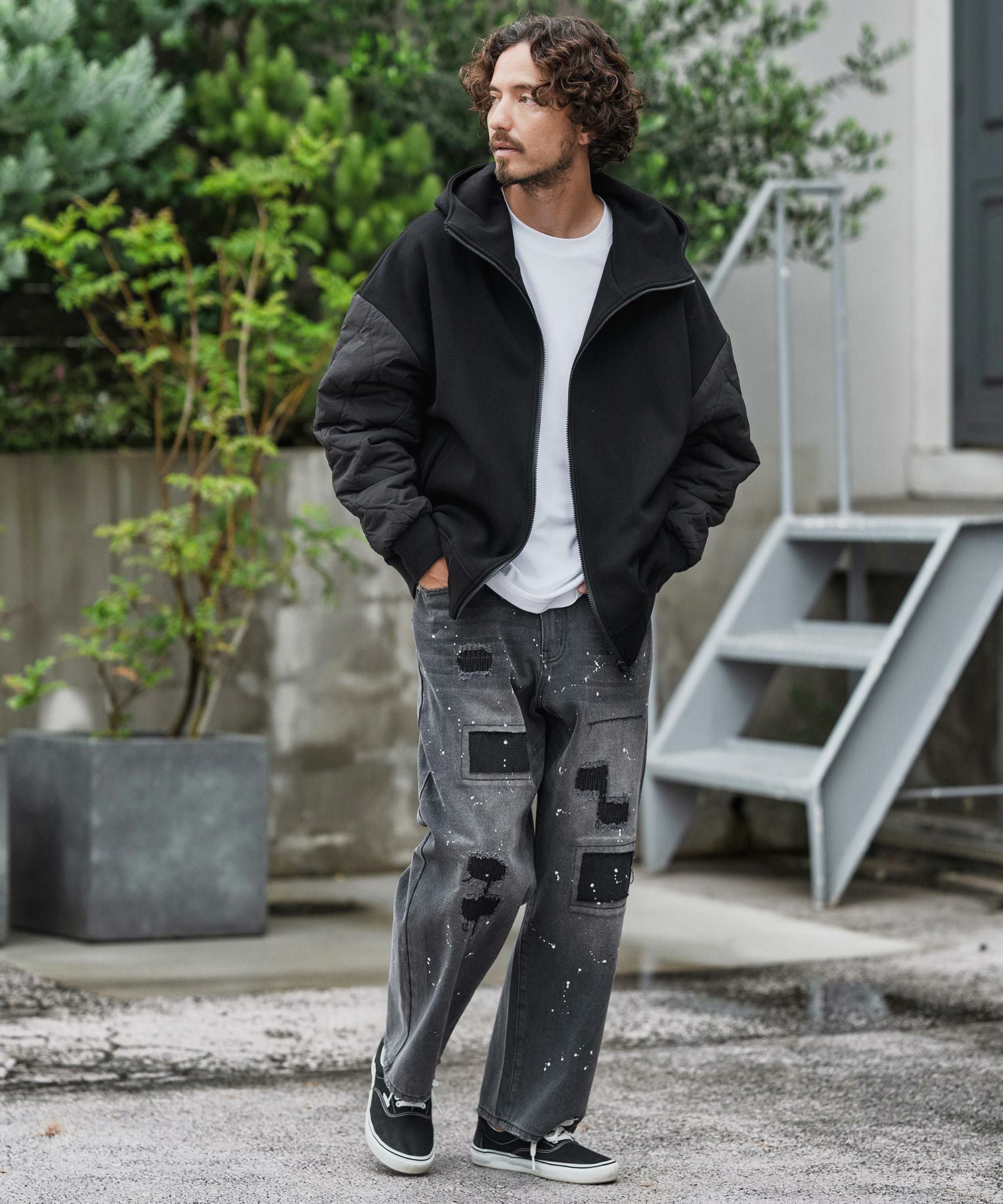 CAMBIO(カンビオ)】Quilted Sleeve Combination Hooded Jacket CAMBIO(カンビオ)】Quilted Sleeve Combination Hooded Jacket