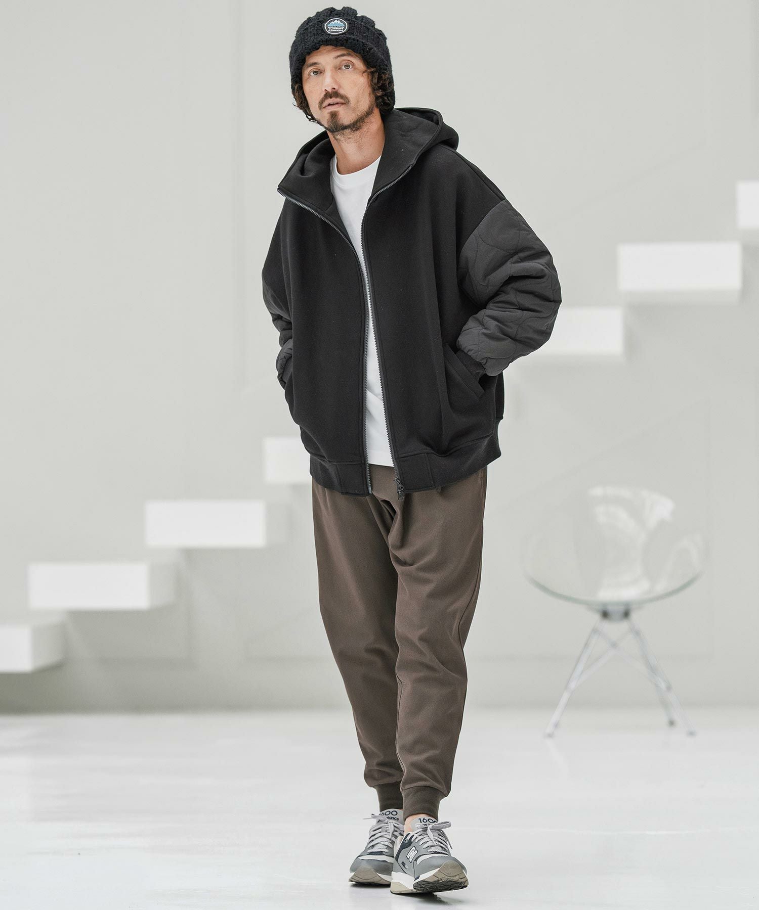 CAMBIO(カンビオ)】Quilted Sleeve Combination Hooded Jacket CAMBIO(カンビオ)】Quilted Sleeve Combination Hooded Jacket