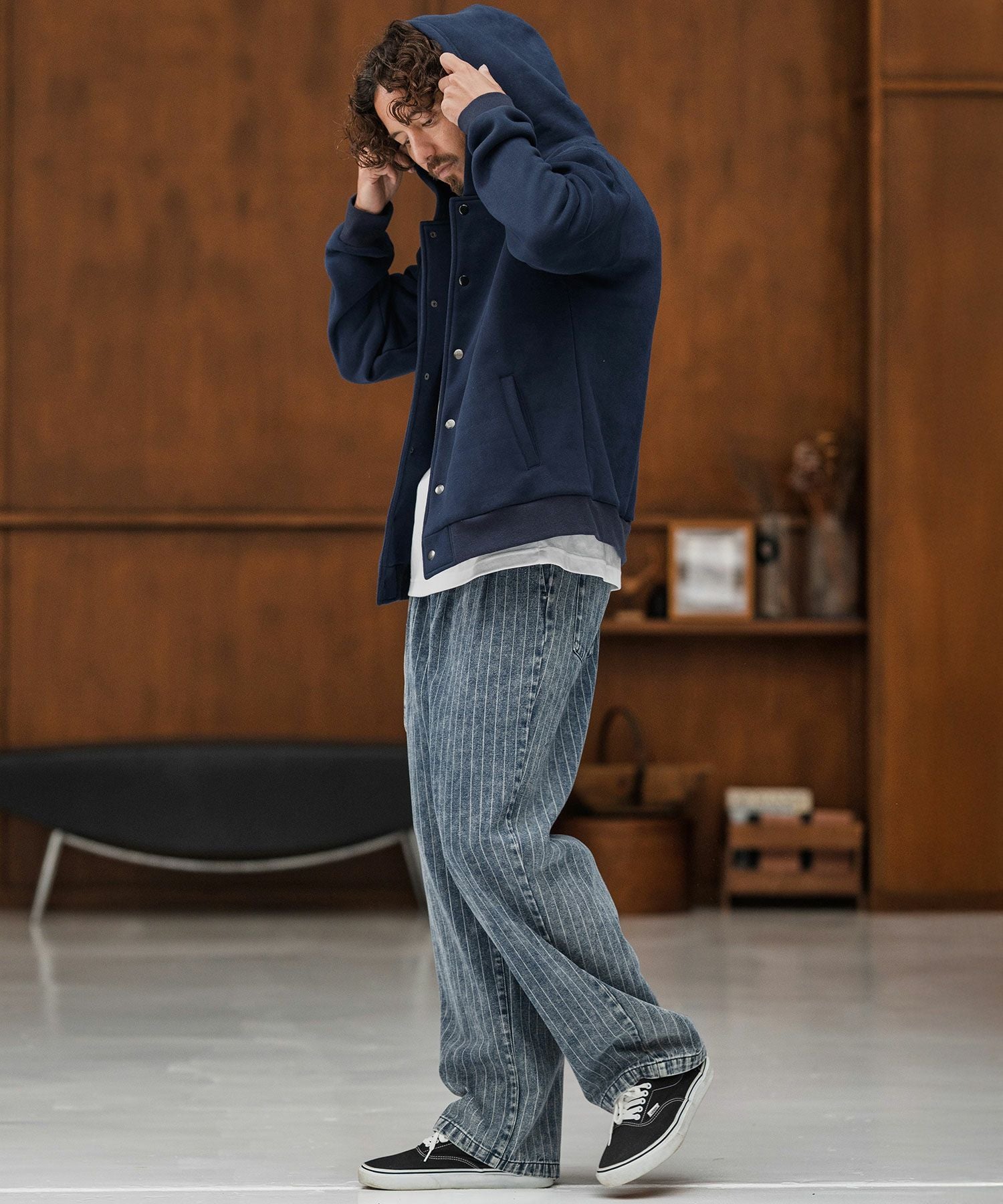 CAMBIO(カンビオ)】裏起毛スウェットボタンフライパーカー(CMB-R0169