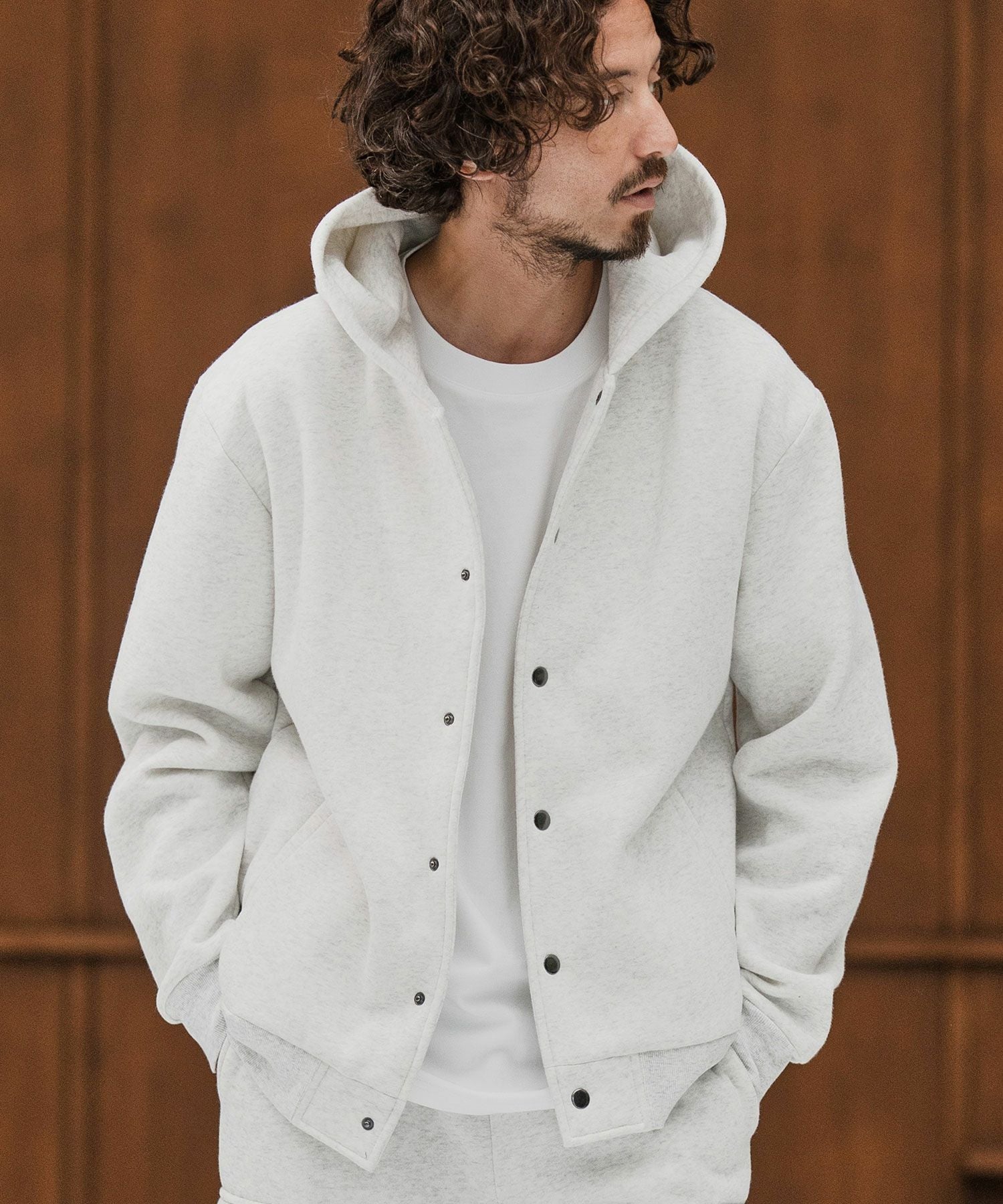 CAMBIO(カンビオ)】裏起毛スウェットボタンフライパーカー(CMB-R0169