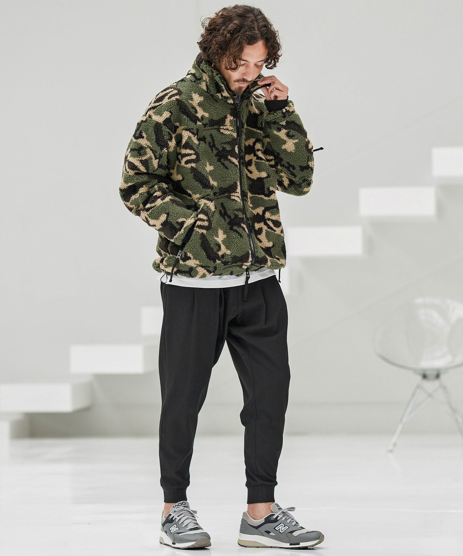 CAMBIO(カンビオ)】Brushed Lining Slacks Fabric Jogger Pants