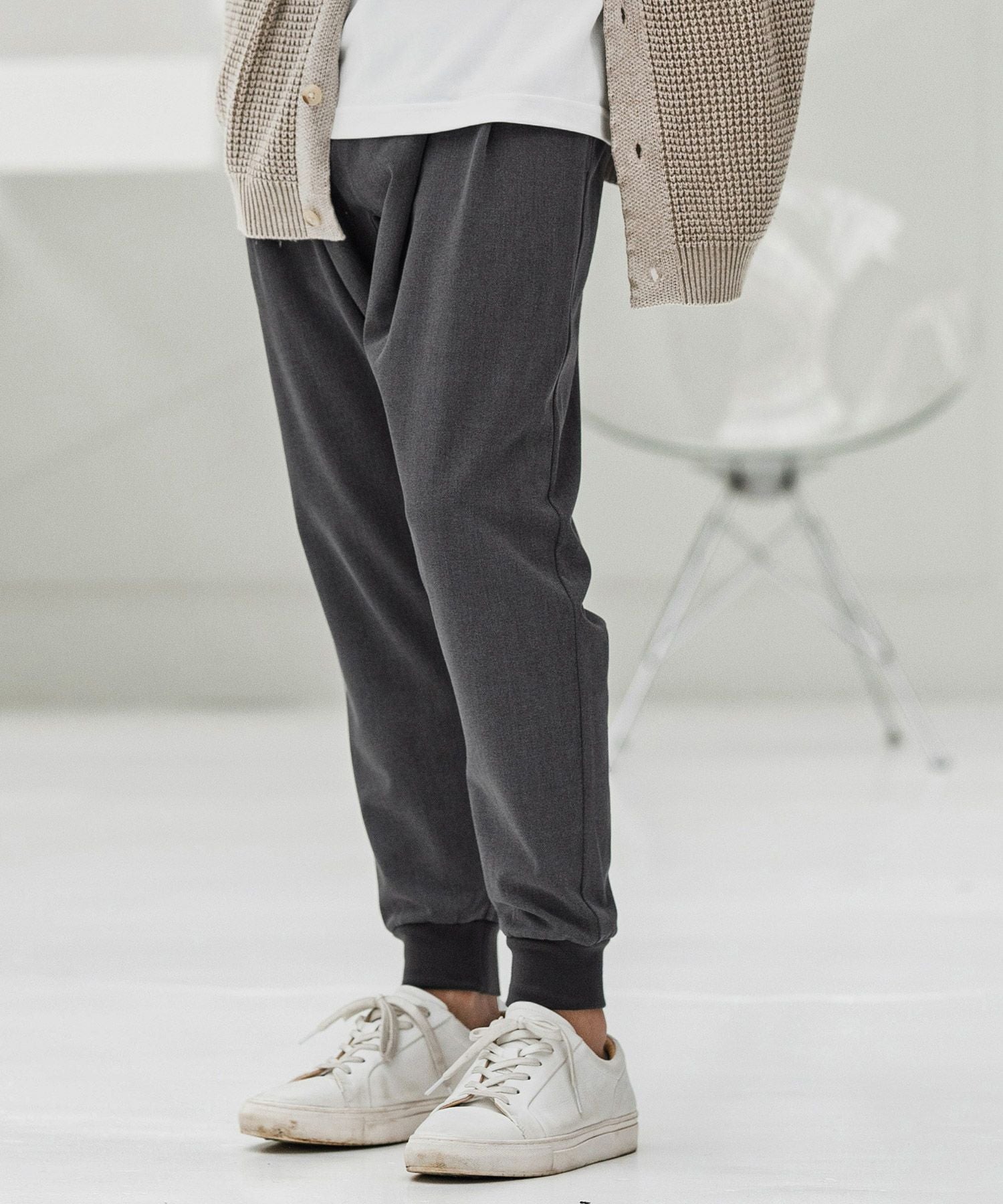 CAMBIO(カンビオ)】Brushed Lining Slacks Fabric Jogger Pants