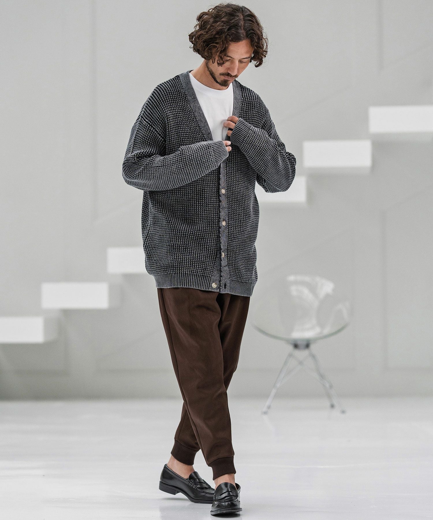 CAMBIO(カンビオ)】Suede Like Back Shaggy Ponti Jogger Pants