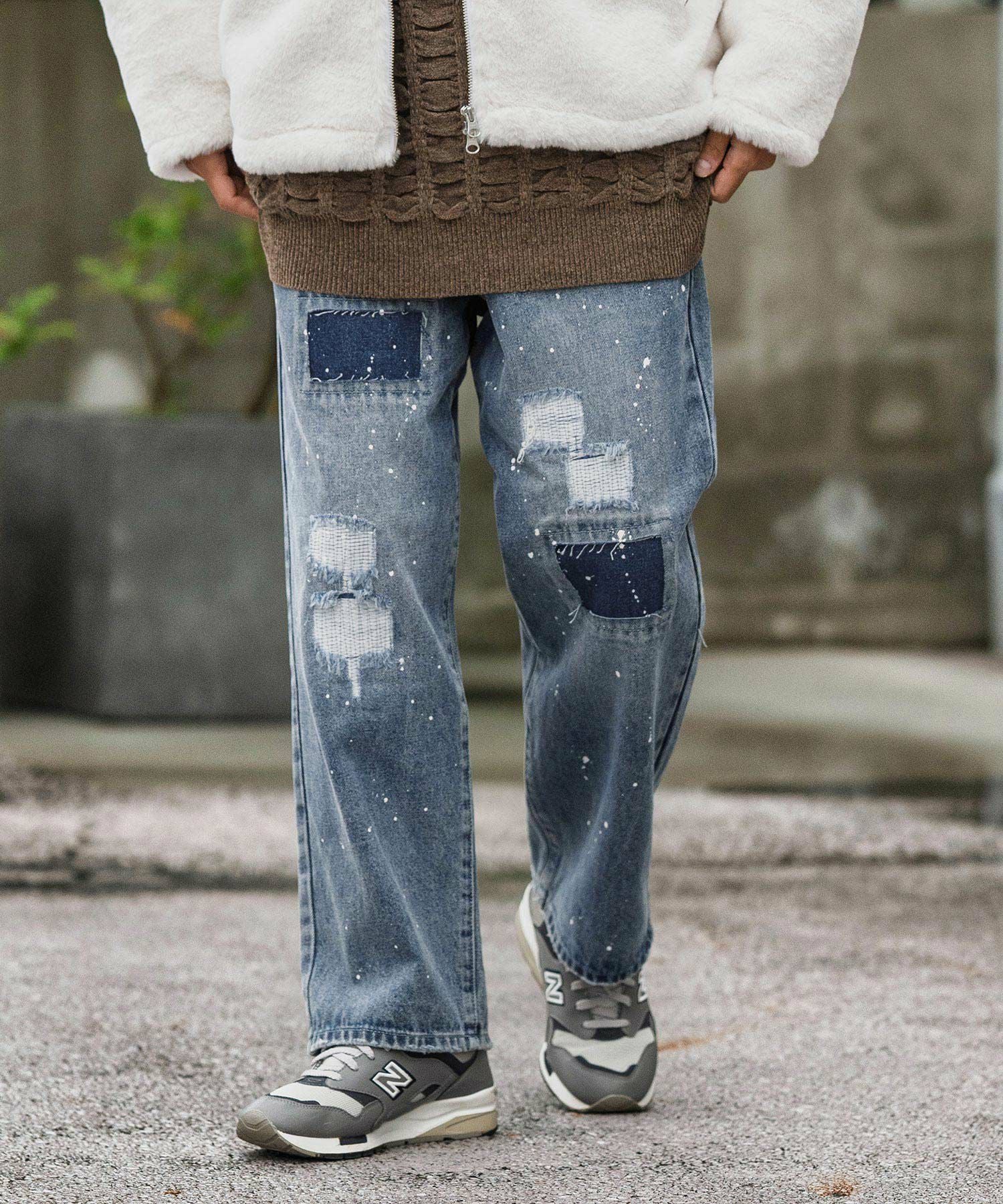 30%OFF【CAMBIO(カンビオ)】Distressed Denim Wide Straight Pants