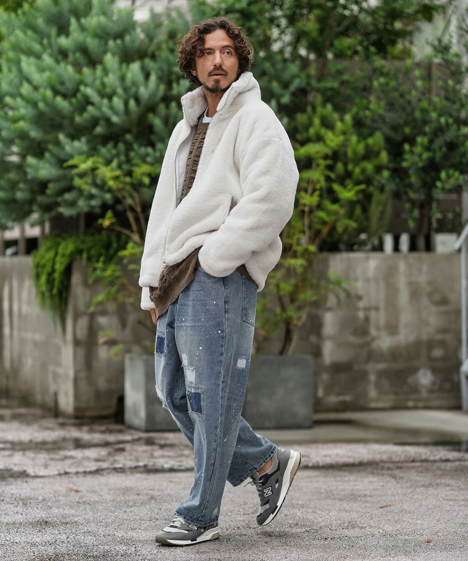 30%OFF【CAMBIO(カンビオ)】Distressed Denim Wide Straight Pants