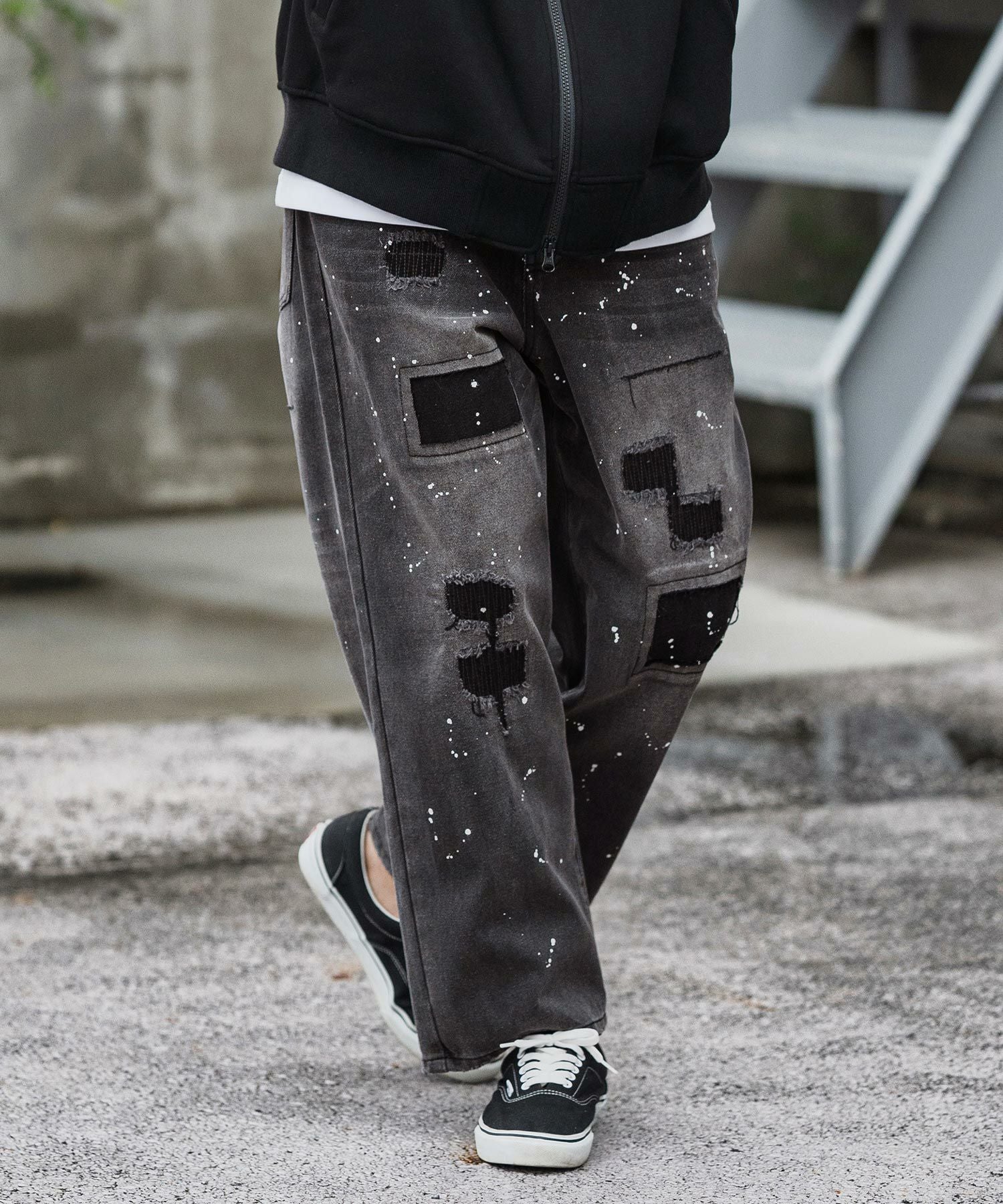 30%OFF【CAMBIO(カンビオ)】Distressed Denim Wide Straight Pants