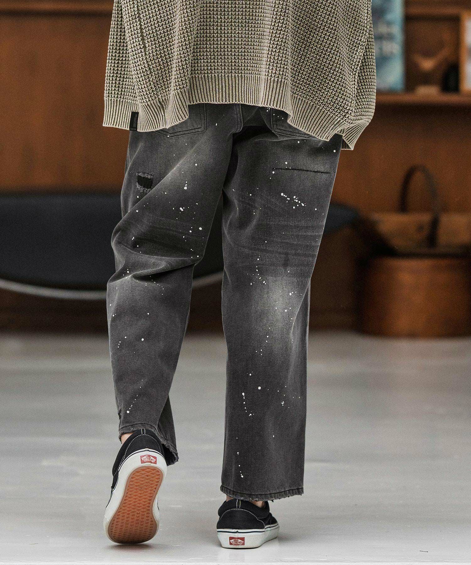 30%OFF【CAMBIO(カンビオ)】Distressed Denim Wide Straight Pants