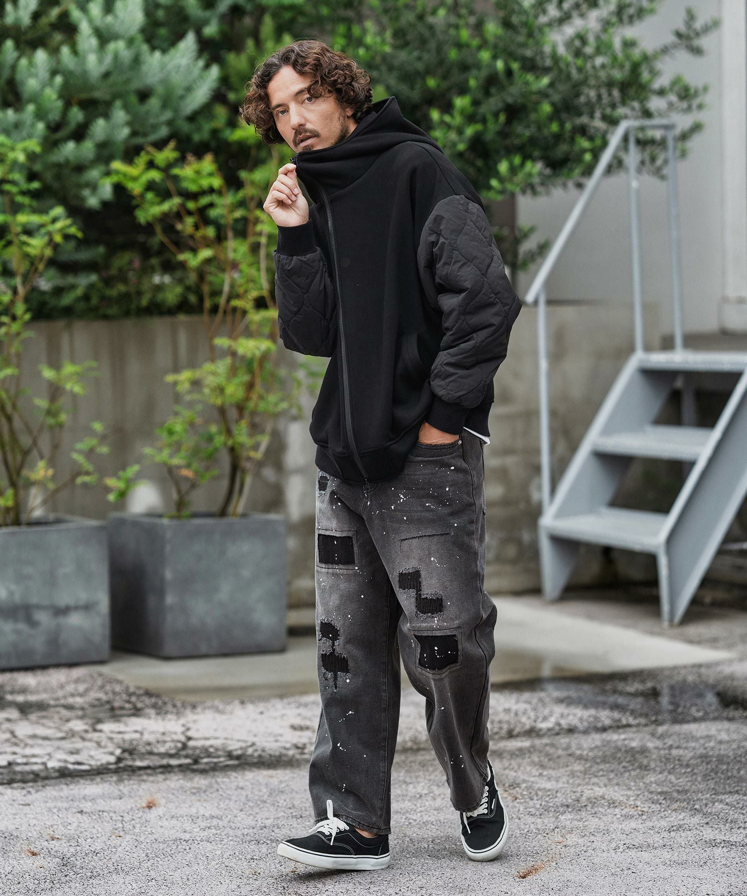 30%OFF【CAMBIO(カンビオ)】Distressed Denim Wide Straight Pants