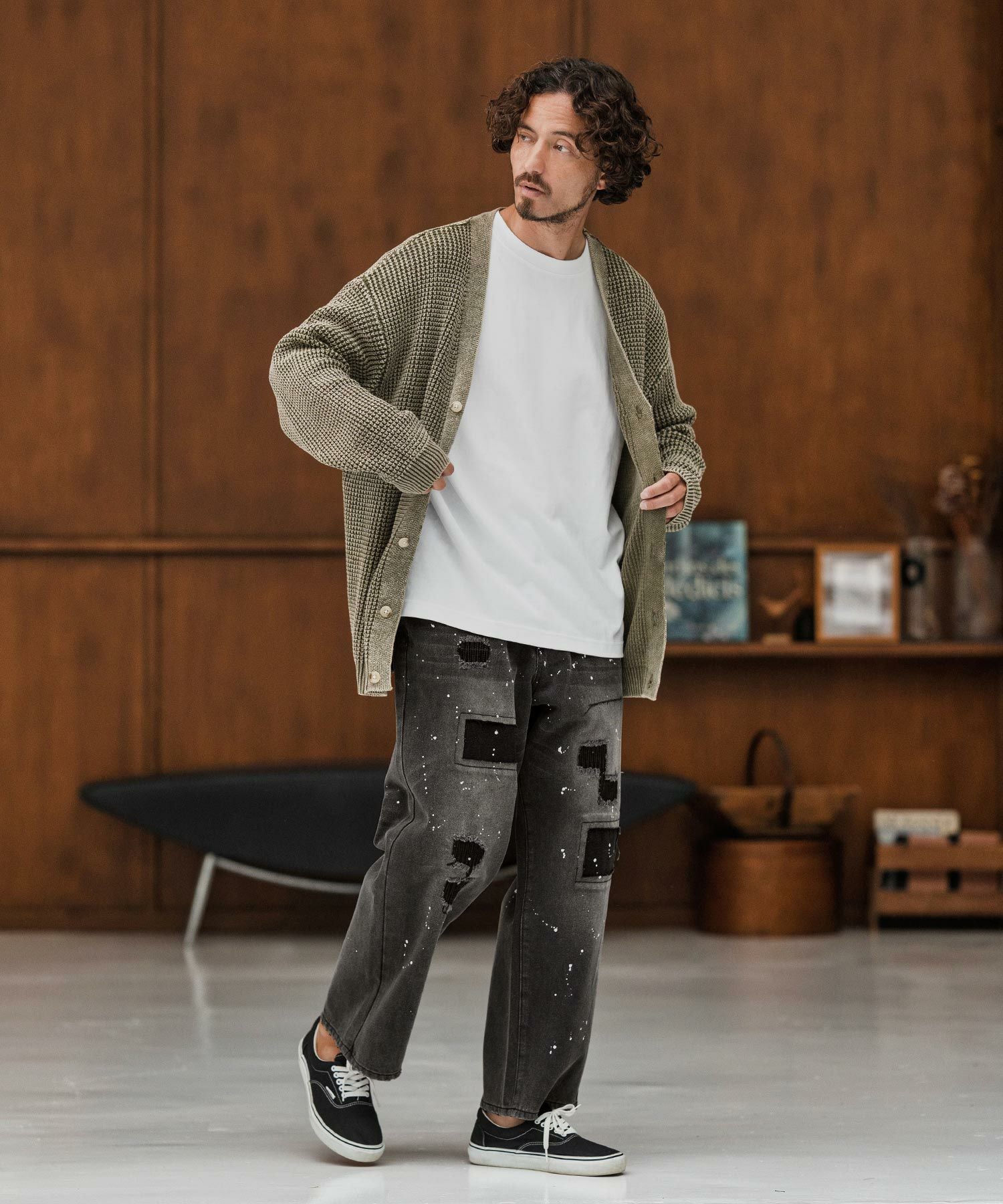 30%OFF【CAMBIO(カンビオ)】Distressed Denim Wide Straight Pants