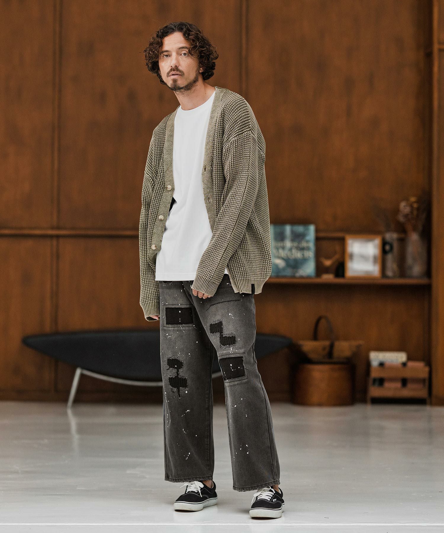 30%OFF【CAMBIO(カンビオ)】Distressed Denim Wide Straight Pants