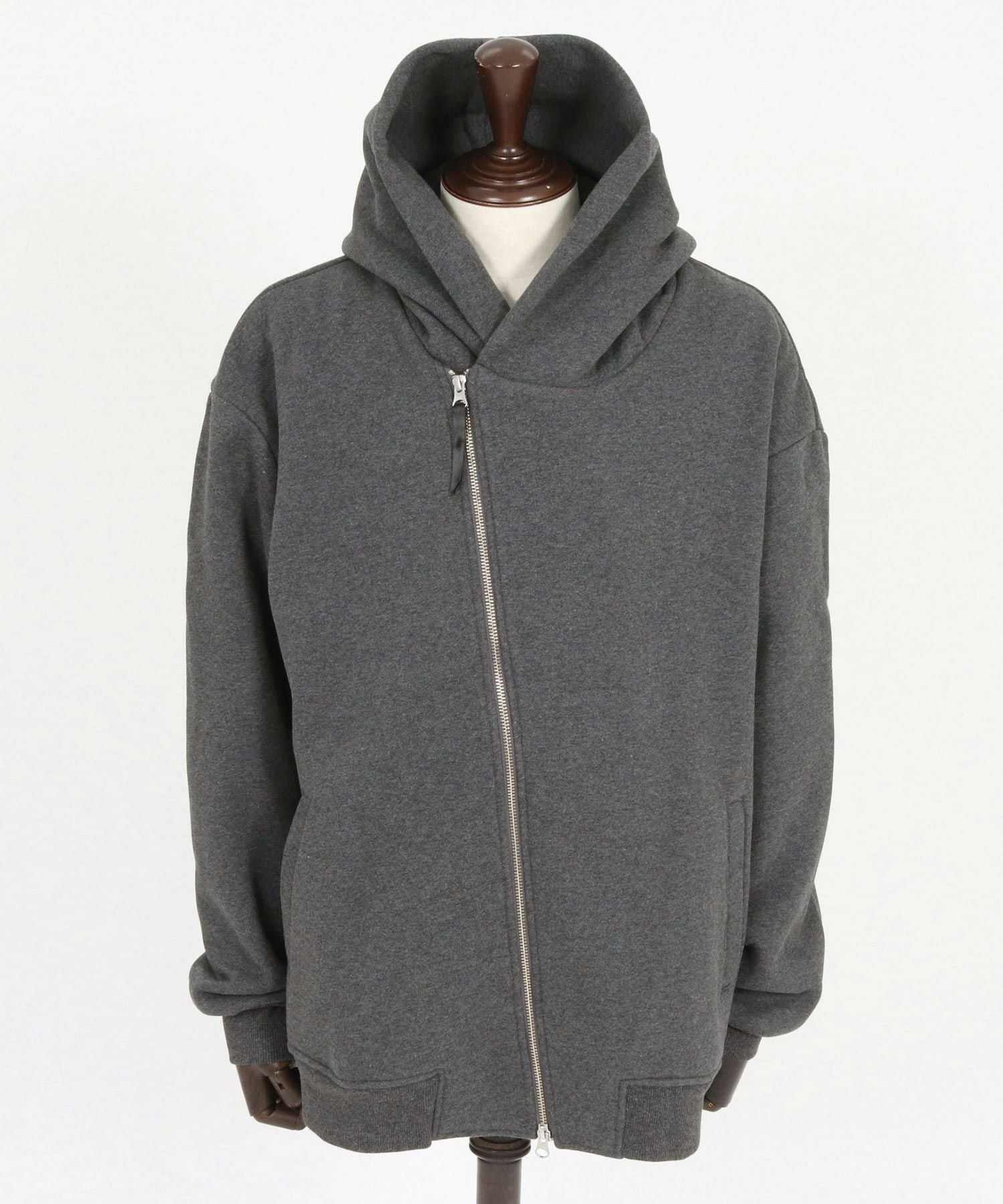 【新品】CAMBIO　Zipper Design Parka　Ｌサイズ CAMBIO(カンビオ)】Brushed Lining Sweat Diagonal Zipper Design