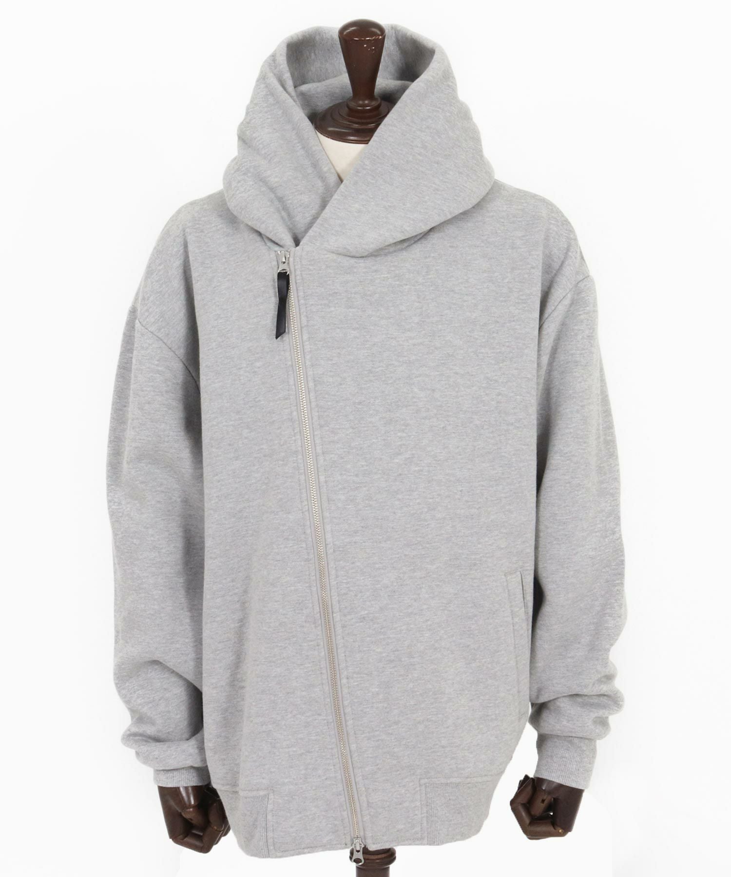 CAMBIO(カンビオ)】Brushed Lining Sweat Diagonal Zipper Design