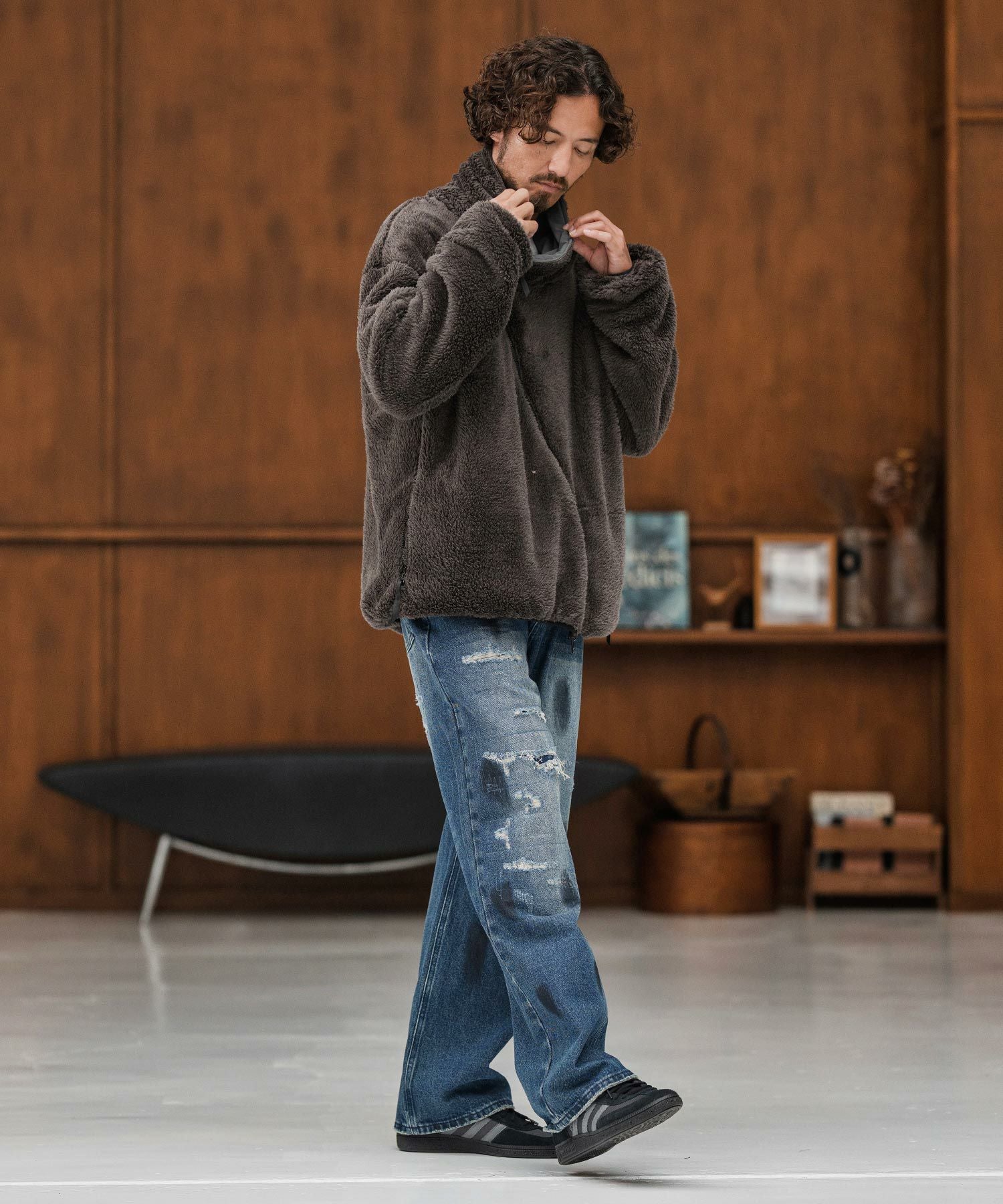 CAMBIO(カンビオ)】Distressed Denim Relax Straight Pants デニム